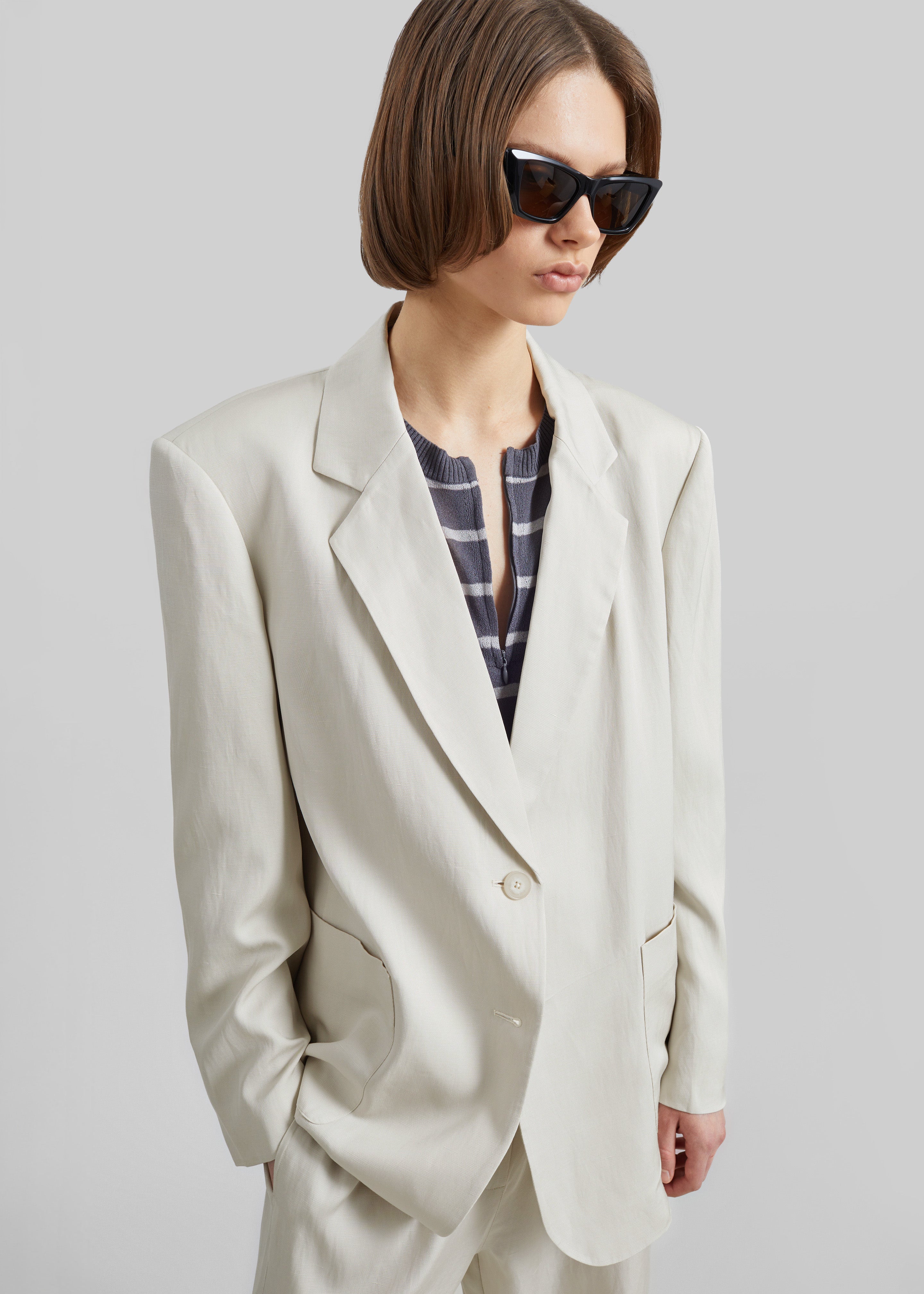 Bruna Linen Soft Blazer - Light Beige