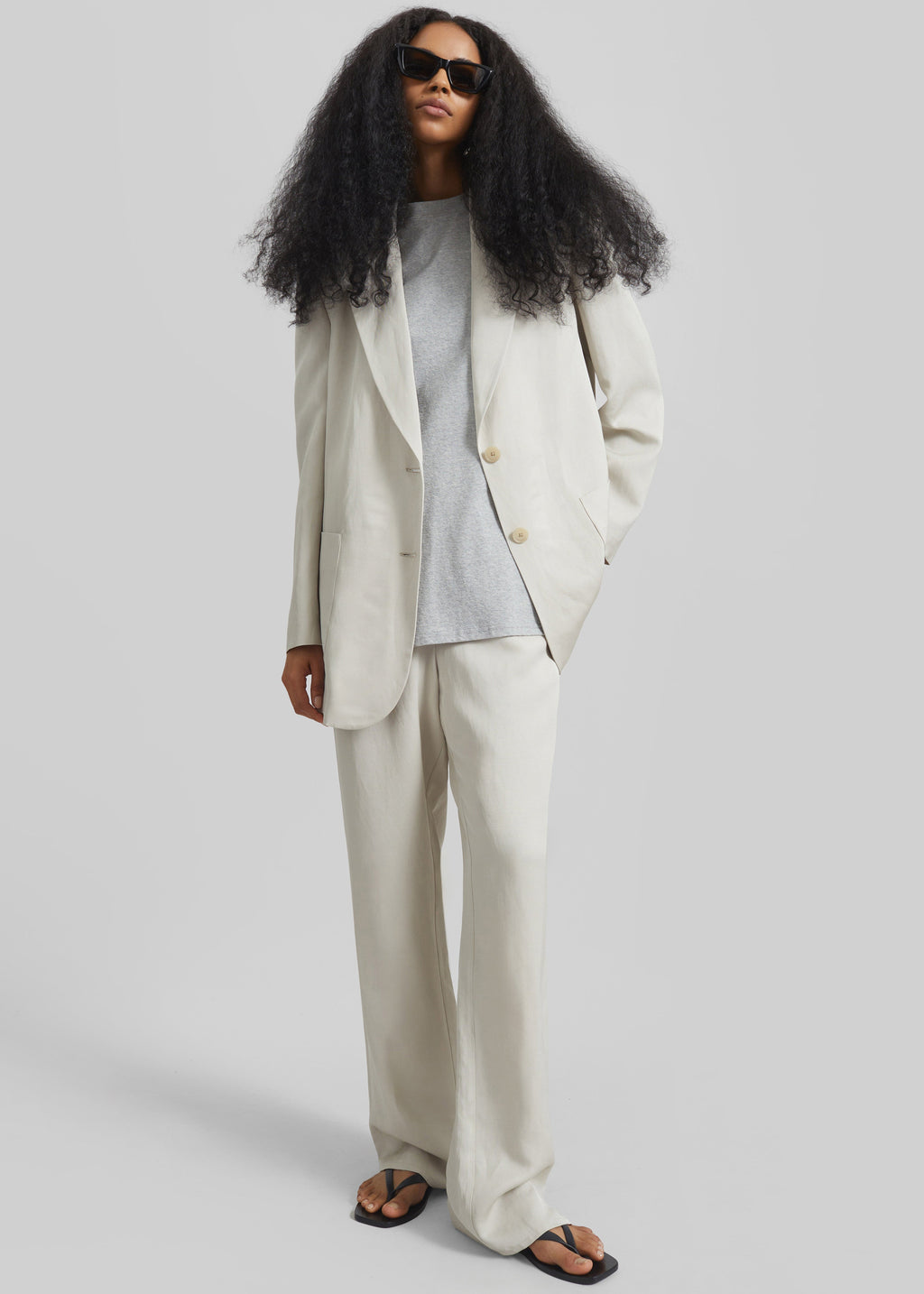 Bruna Linen Soft Pants - Light Beige
