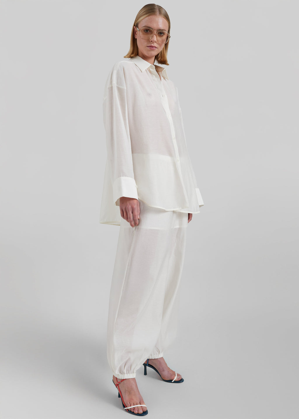 By Malene Birger Lumas Silk Organza Trousers - Soft White