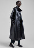 Calen Faux Leather Trench Coat - Black