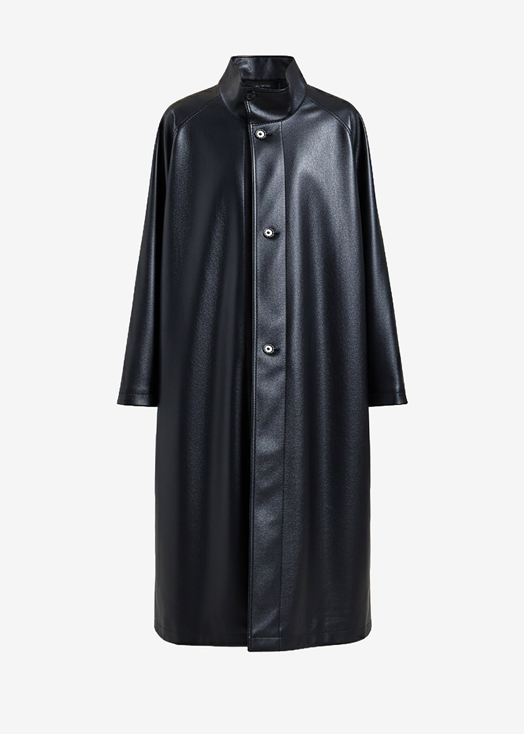 Calen Faux Leather Trench Coat - Black