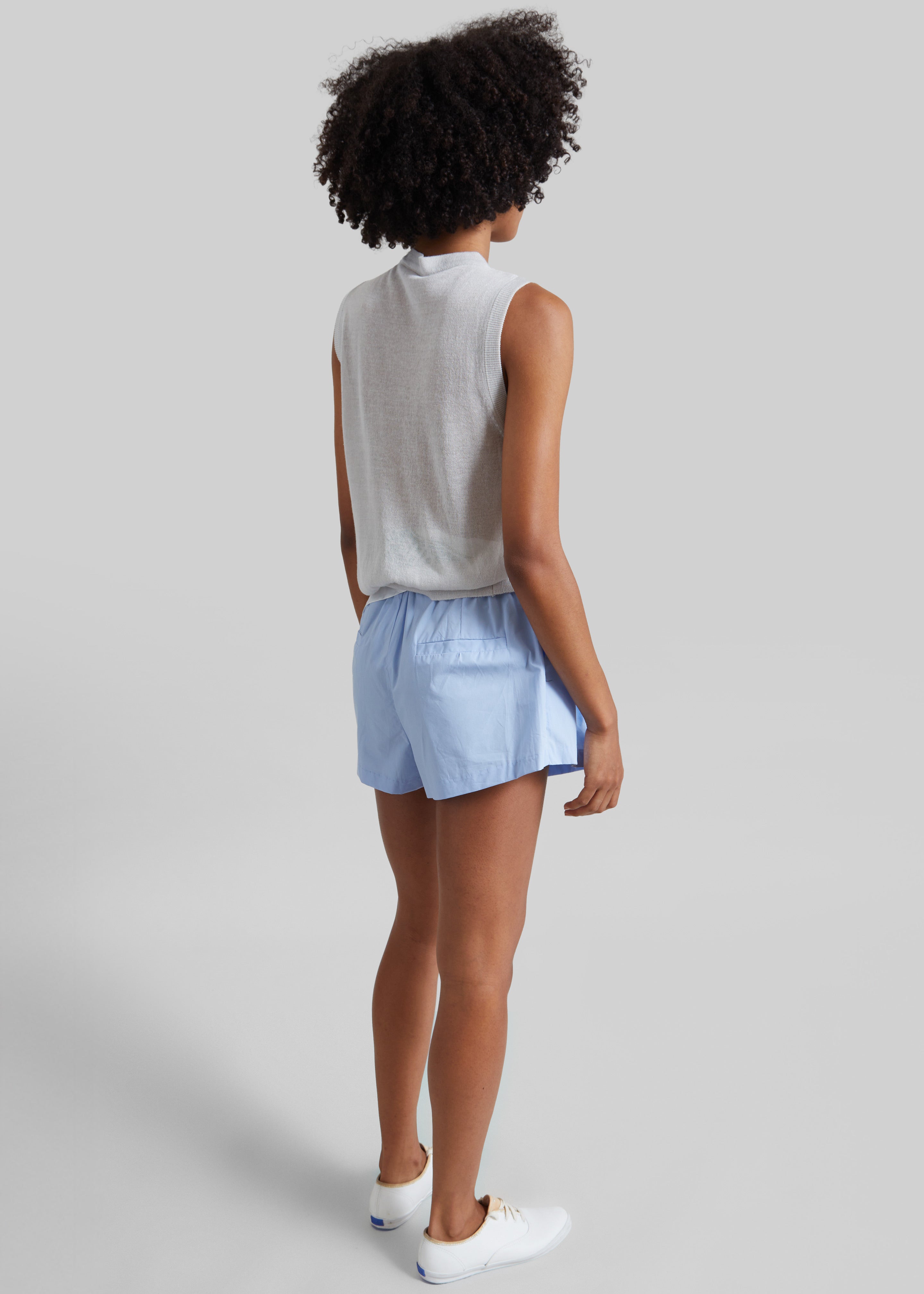 Castalia Cotton Gathered Shorts - Sky Blue