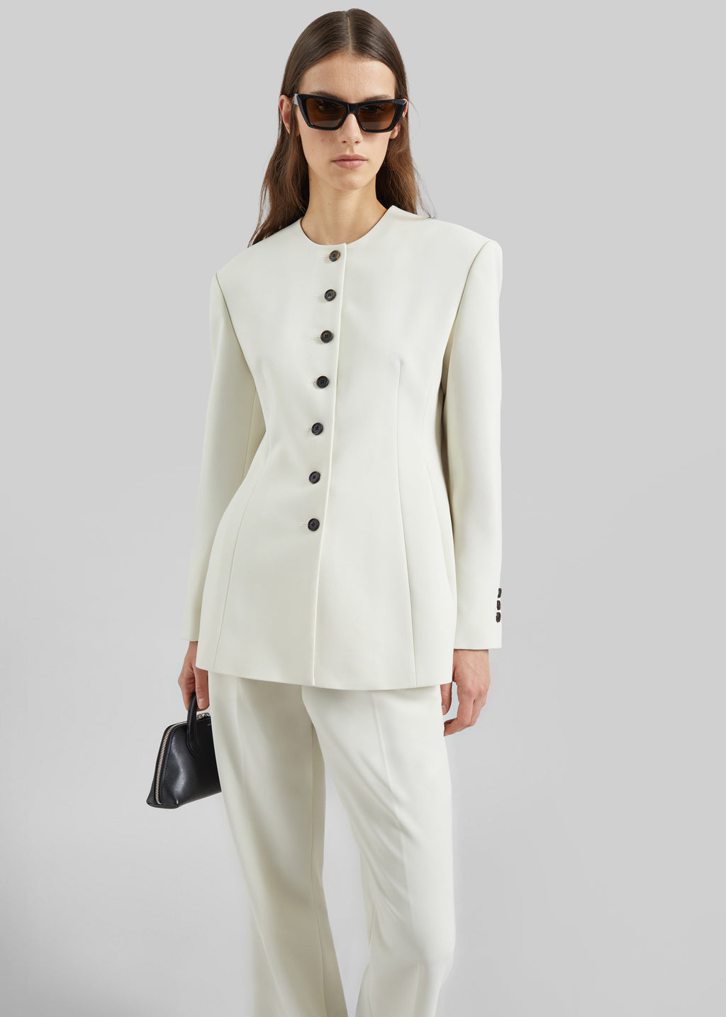 Chesnay Collarless Blazer - Cream