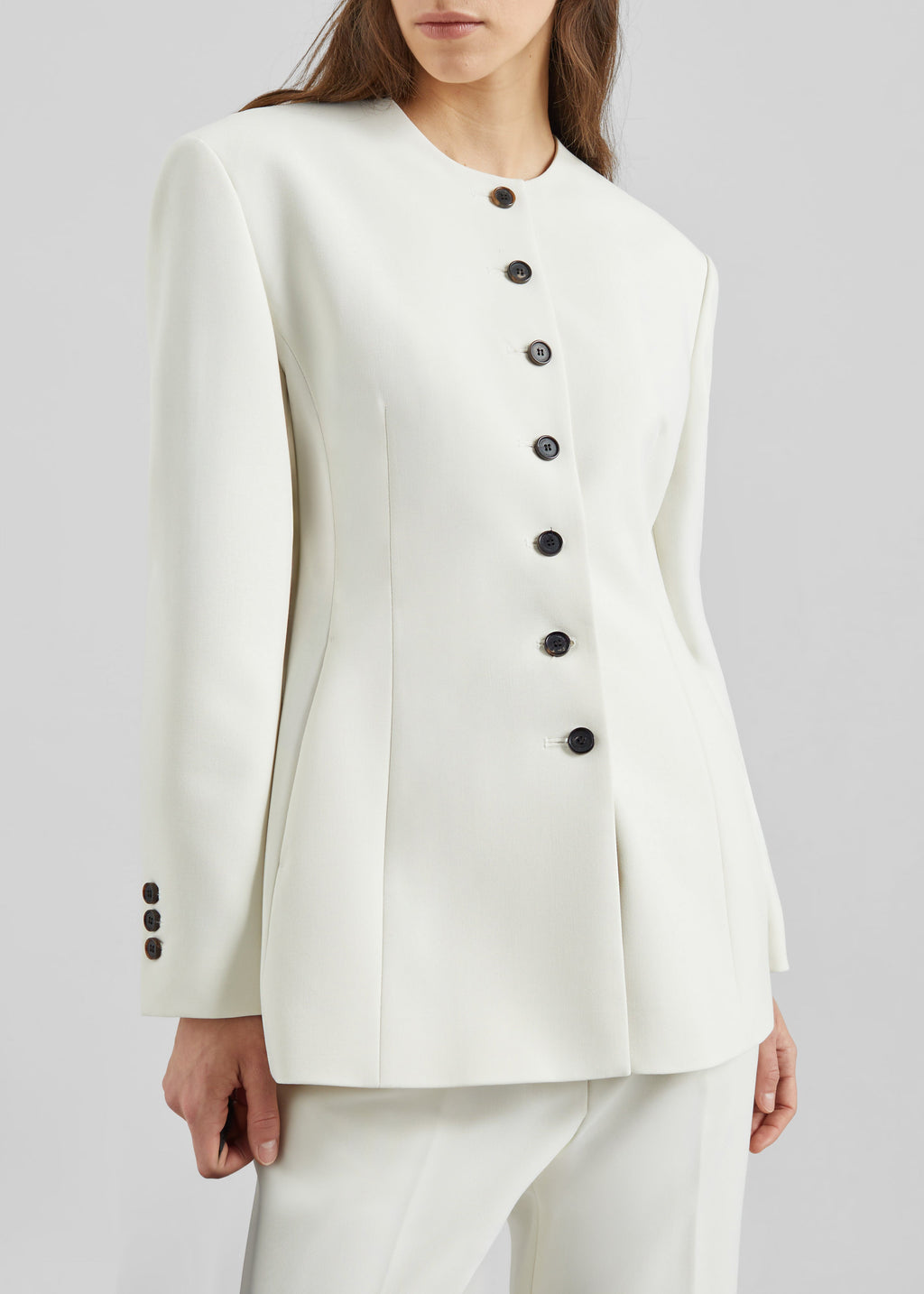 Chesnay Collarless Blazer - Cream