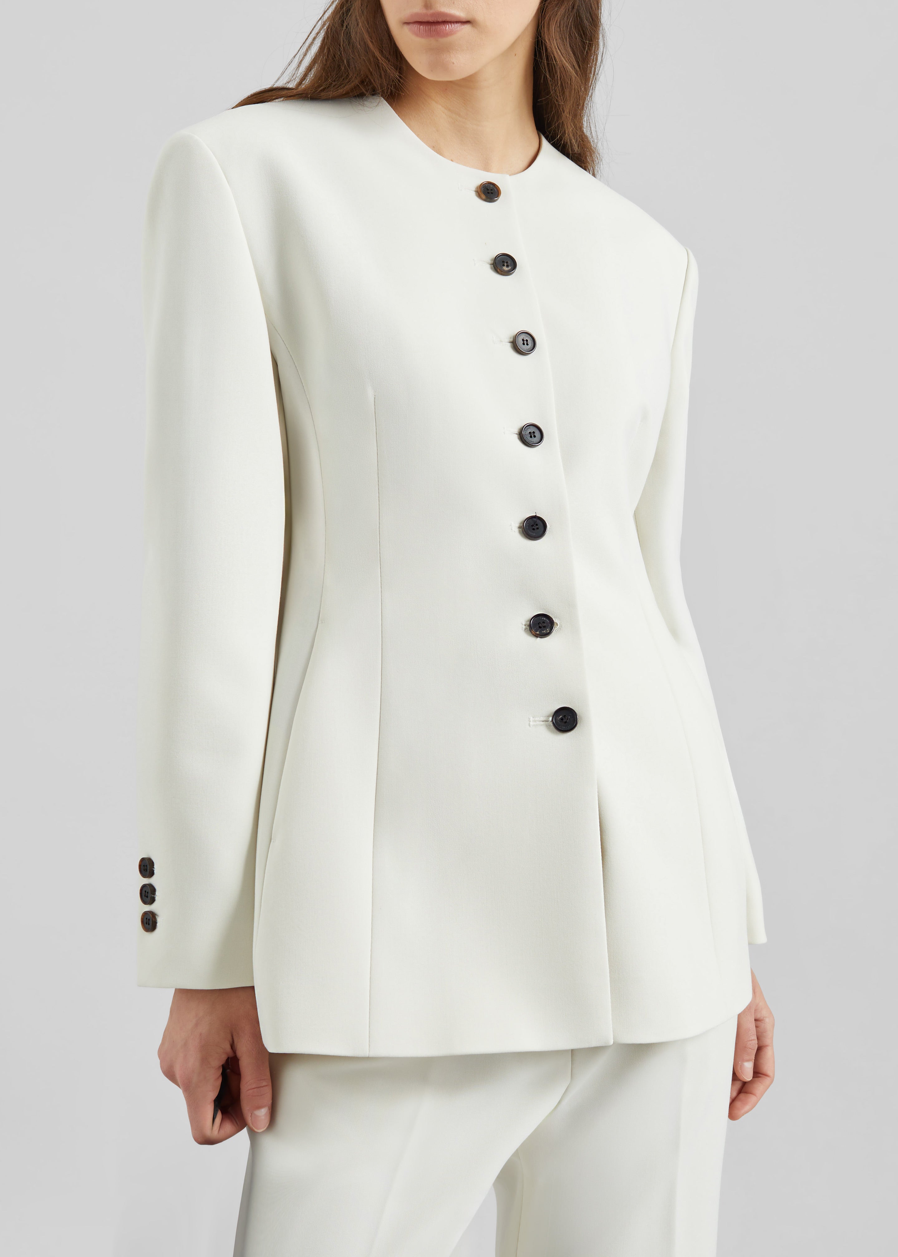 Chesnay Collarless Blazer - Cream