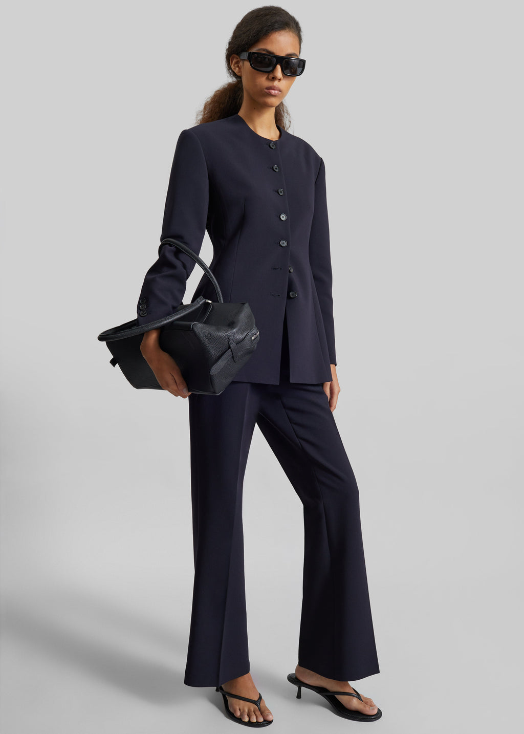 Chesnay Collarless Blazer - Navy