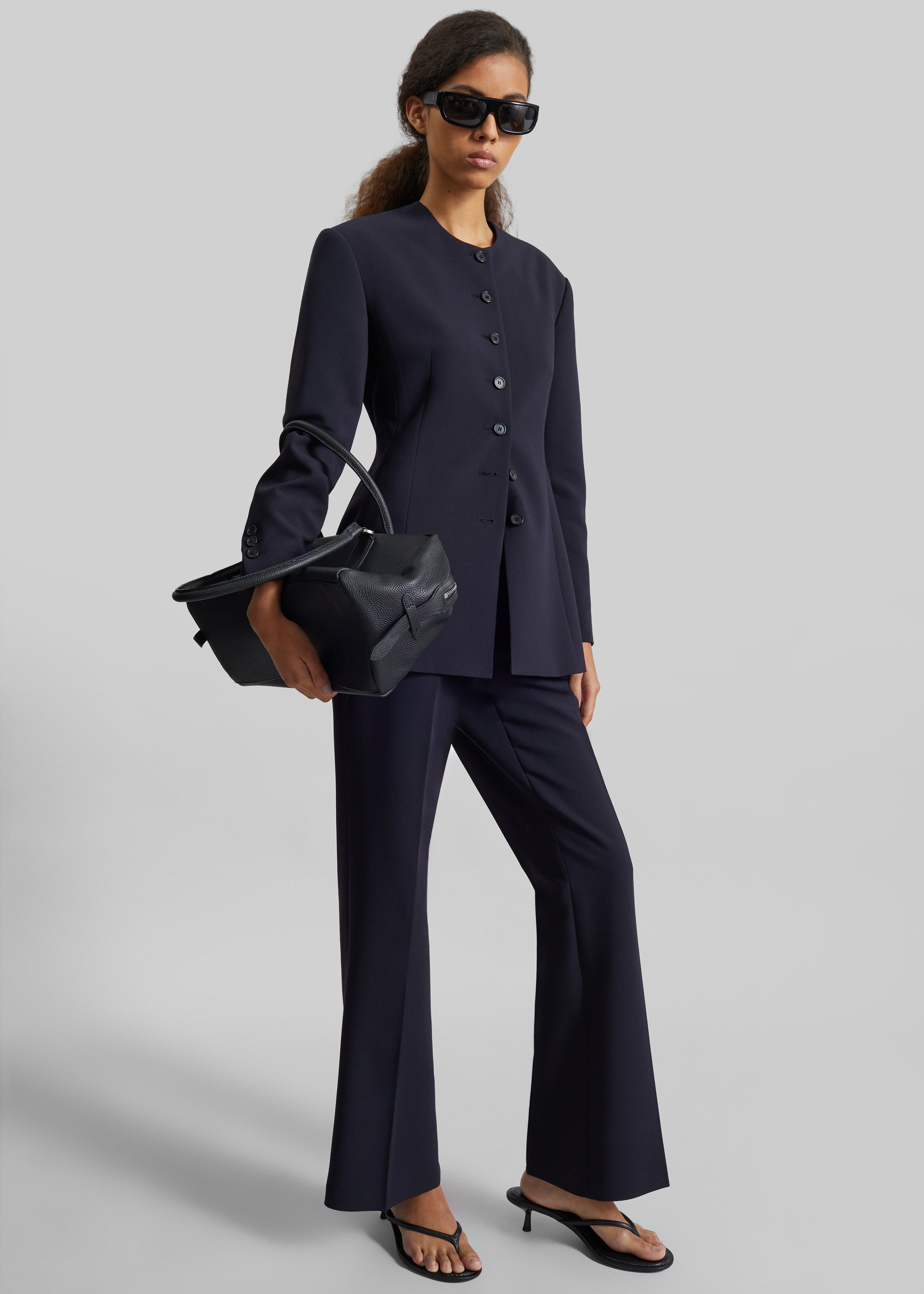 Chesnay Collarless Blazer - Navy