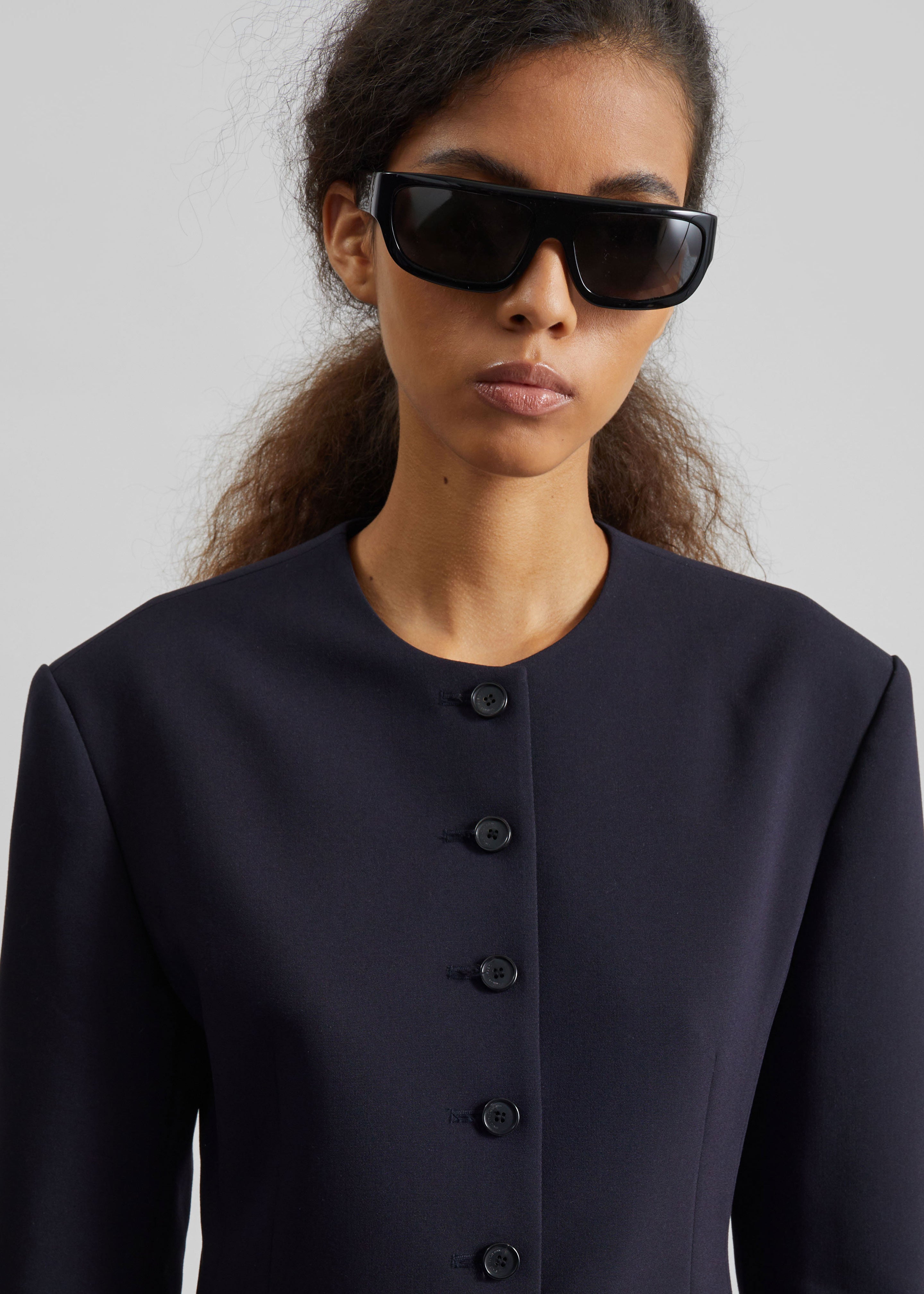 Chesnay Collarless Blazer - Navy