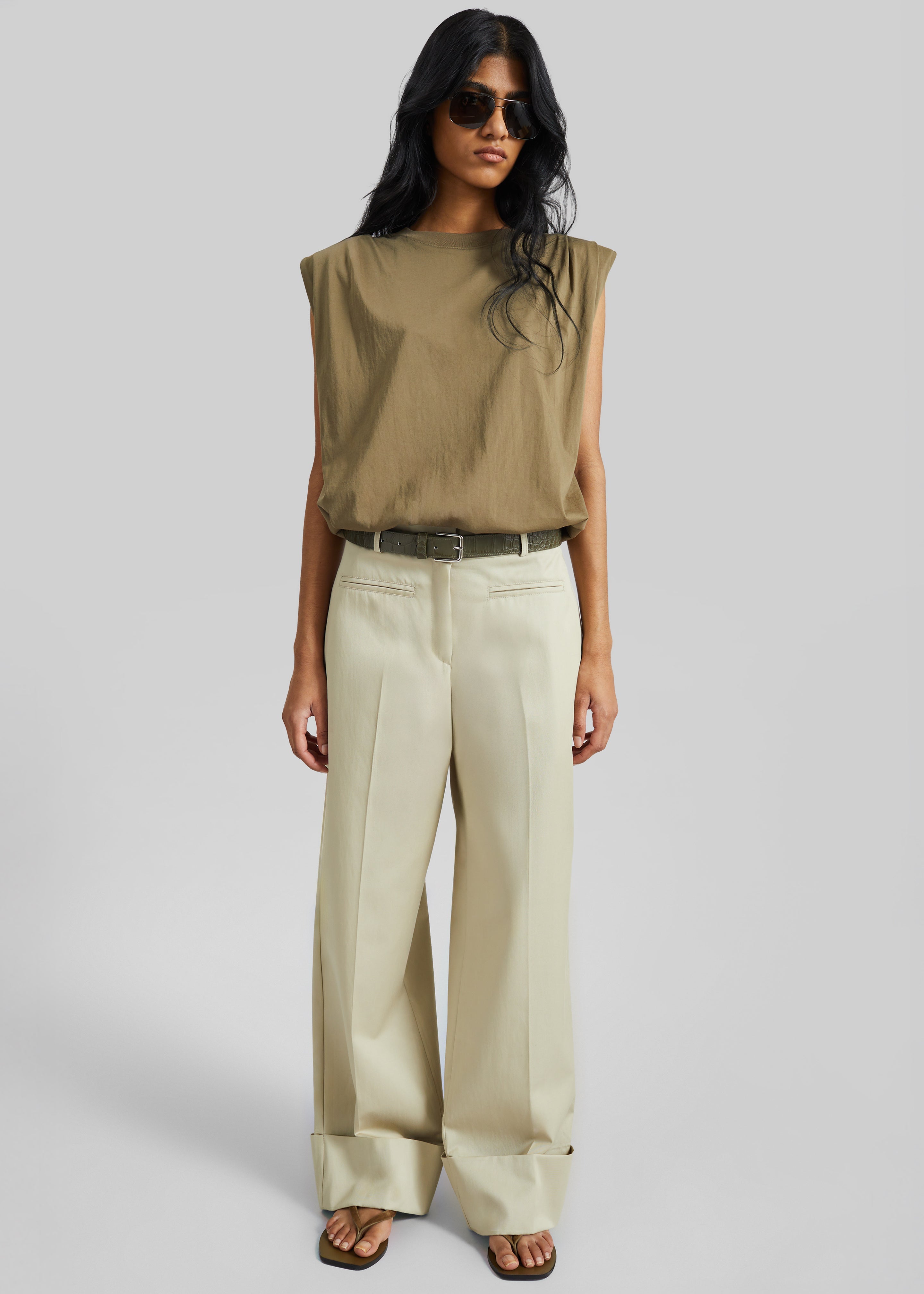 Corris Straight Cuff Trousers - Beige