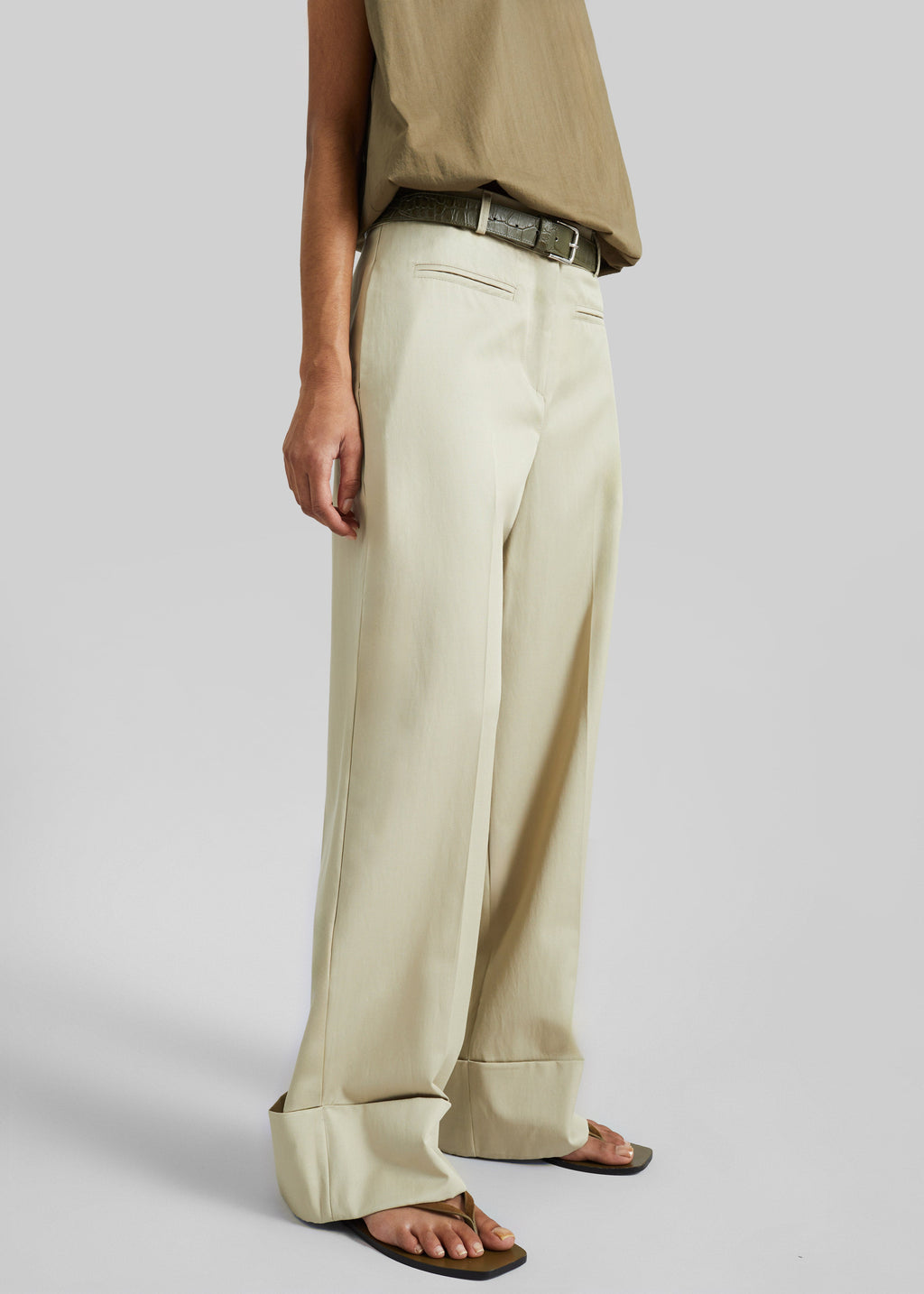 Corris Straight Cuff Trousers - Beige