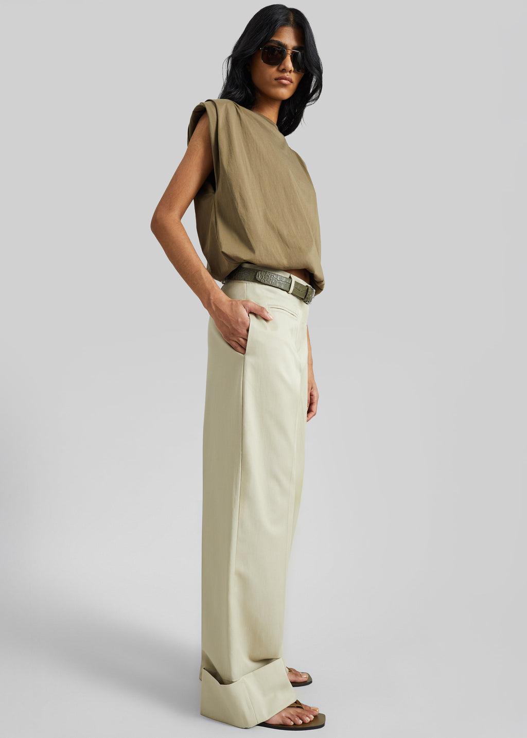 Corris Straight Cuff Trousers - Beige