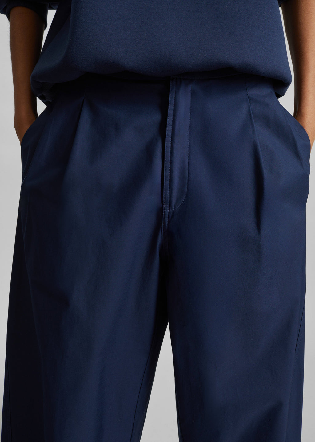 Darkpark Phebe Light Cotton Popeline Wide-Leg Pants - Blue Navy