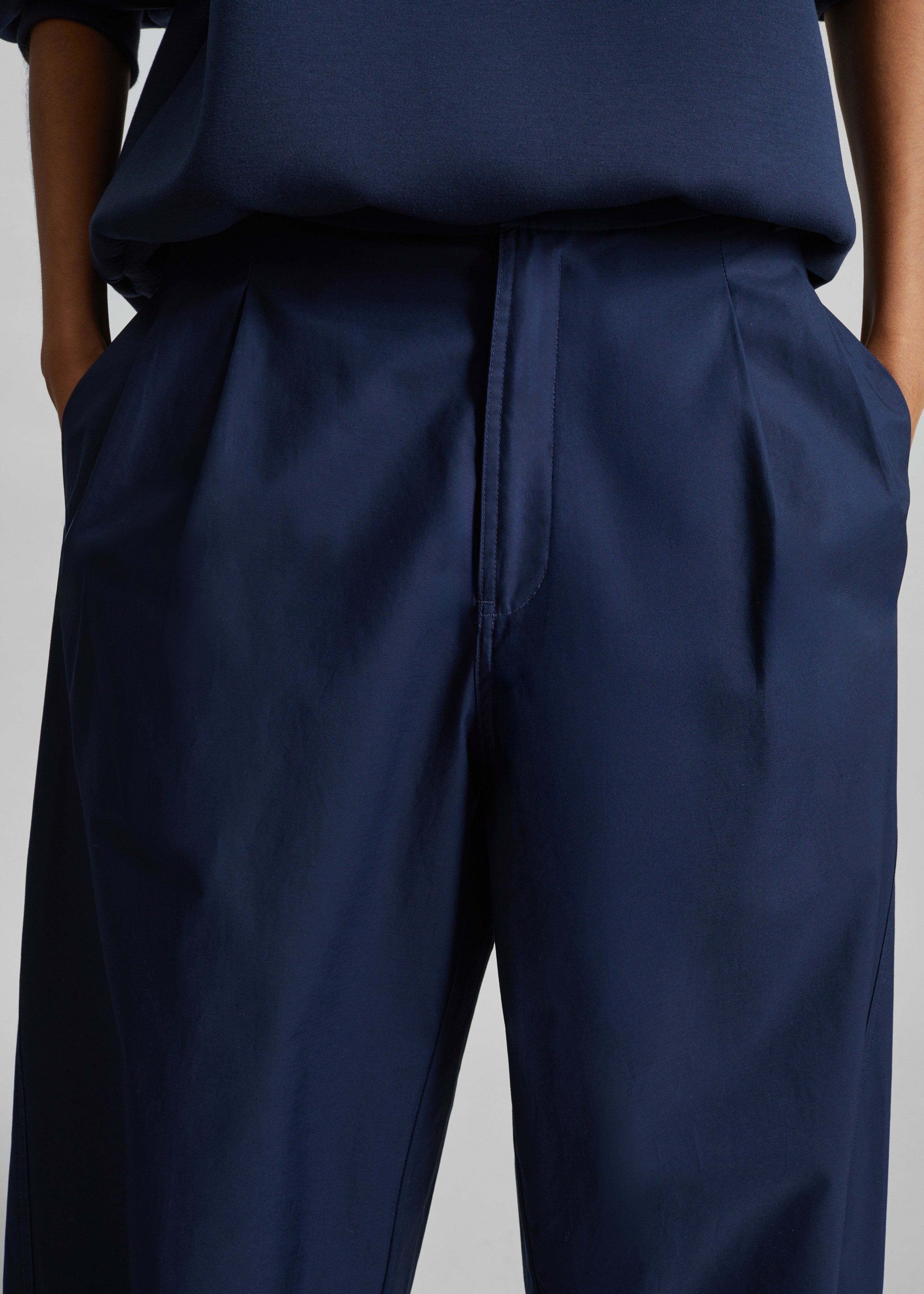 Darkpark Phebe Light Cotton Popeline Wide-Leg Pants - Blue Navy