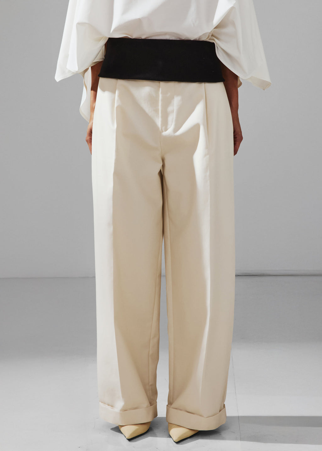 Darkpark Wendy Elastic Waist Wide-Leg Trousers - White