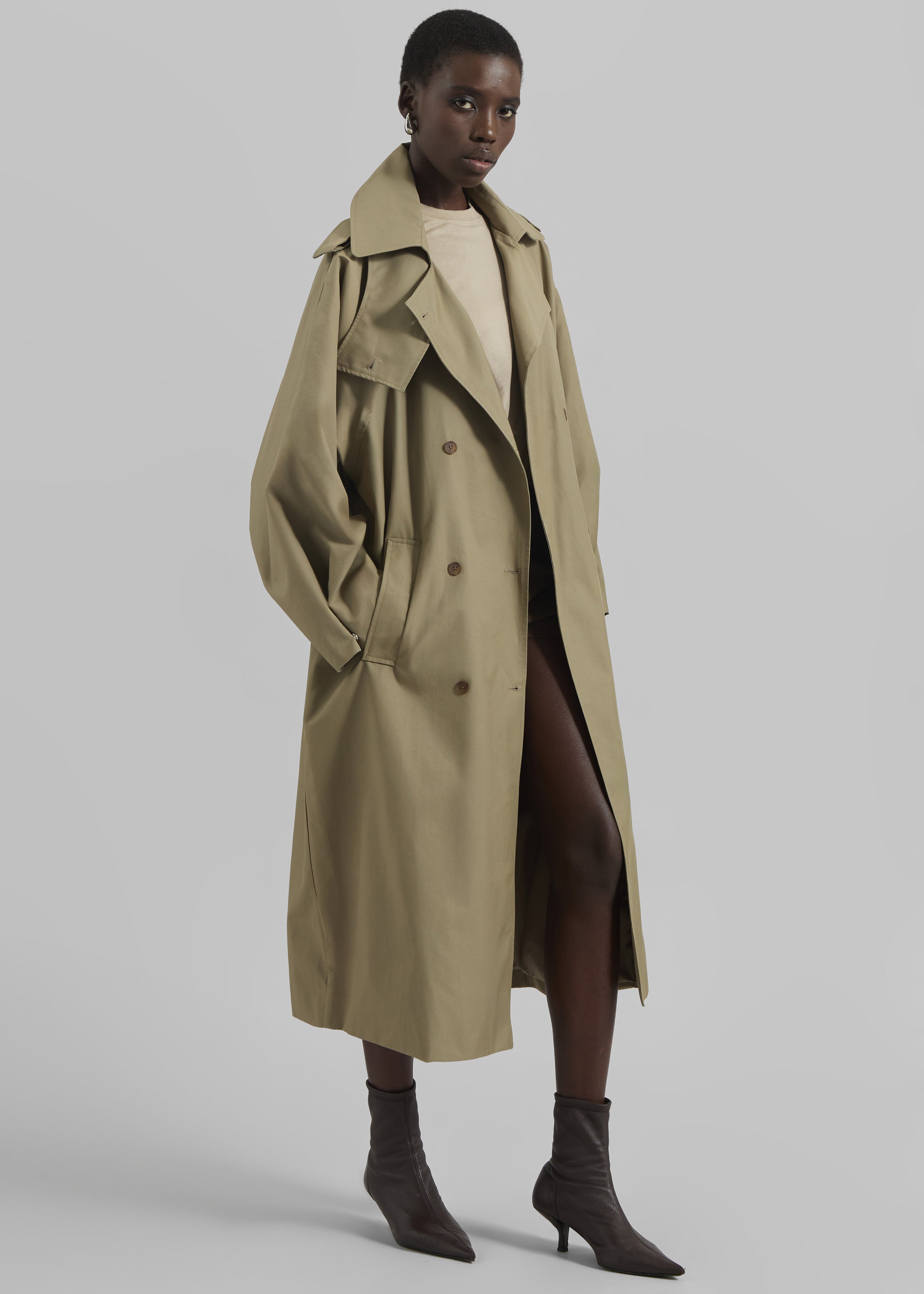 Davos Trench Coat - Pale Olive