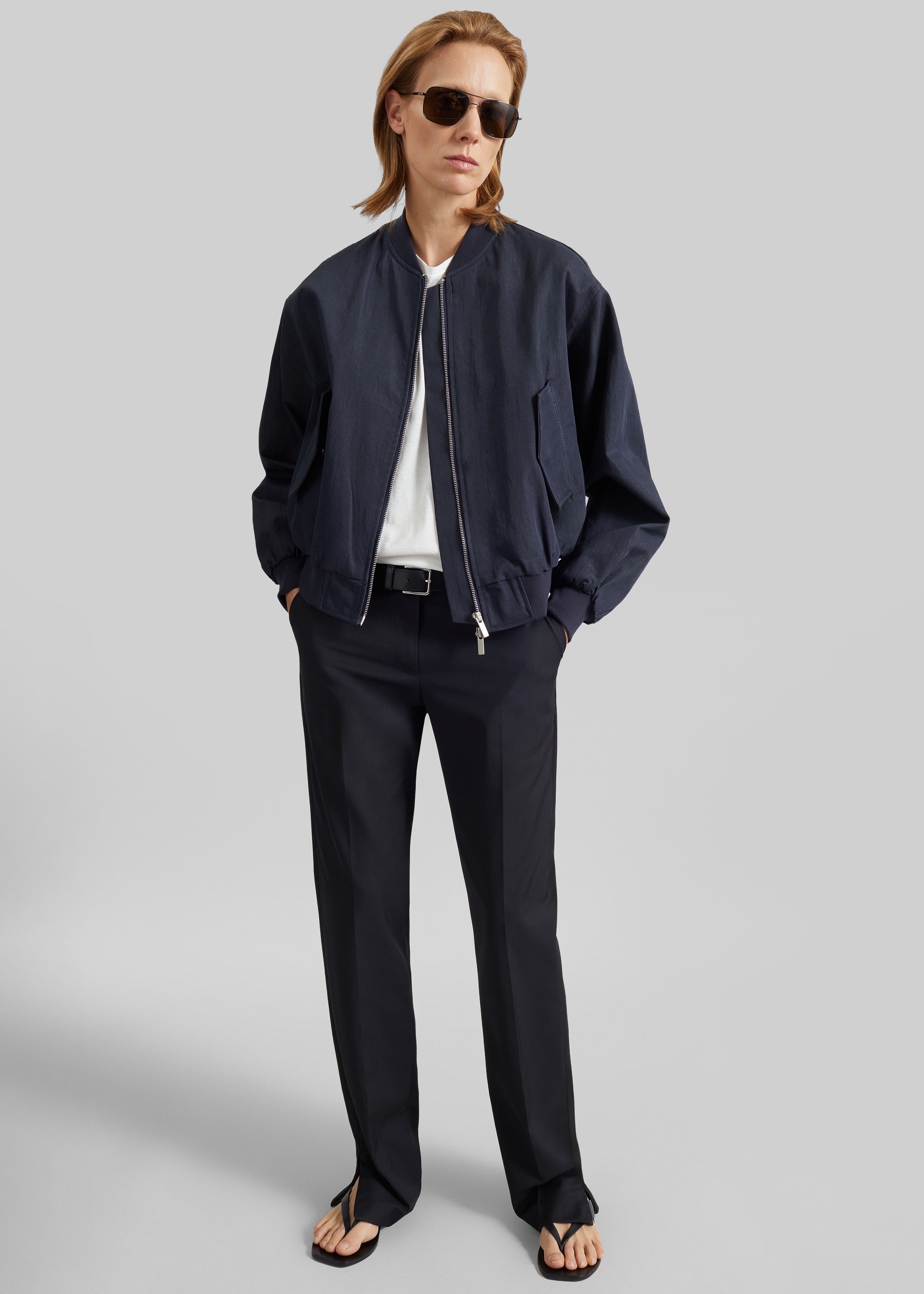 Davron Denim Effect Bomber Jacket - Dark Navy