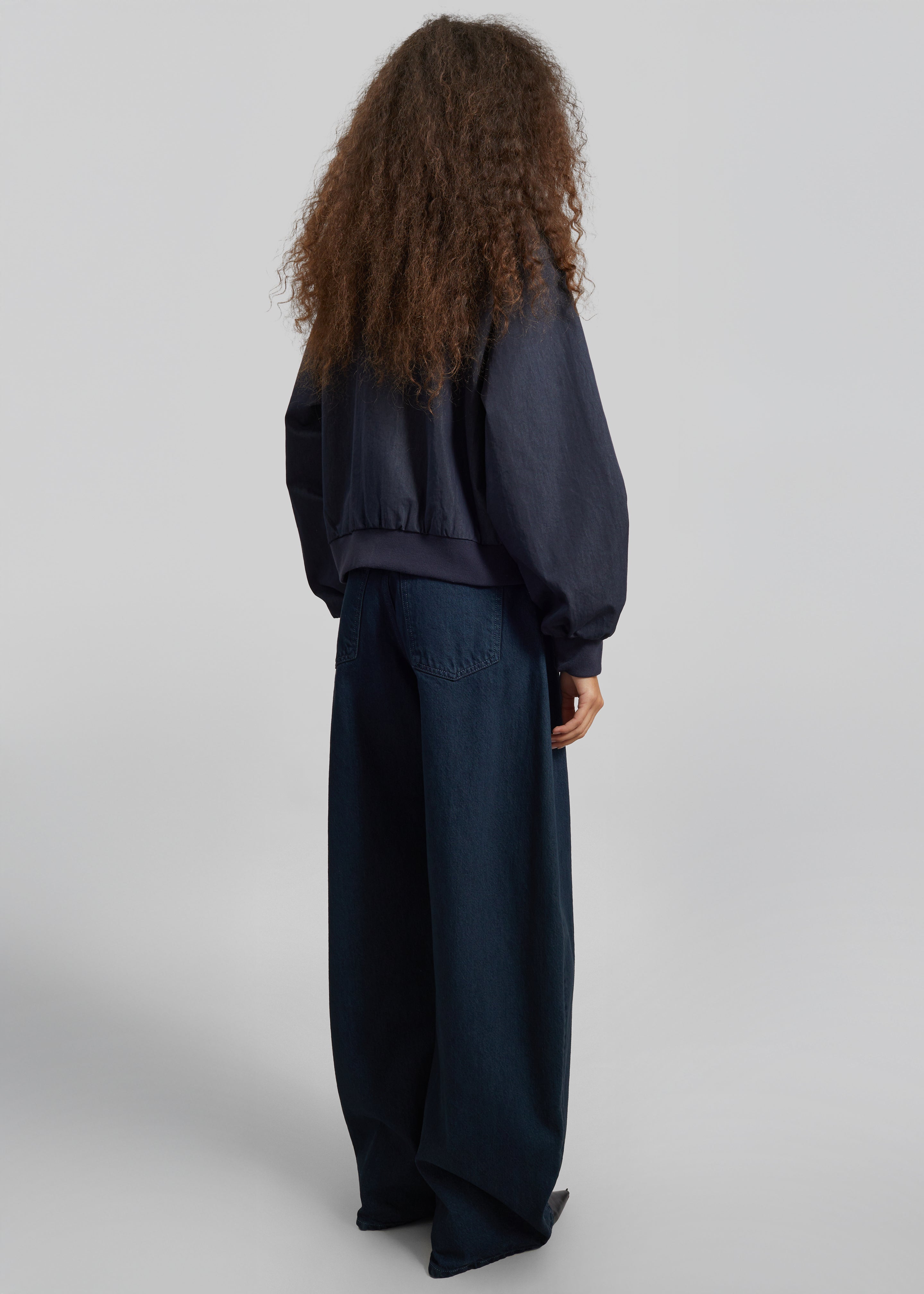 Davron Denim Effect Bomber Jacket - Dark Navy