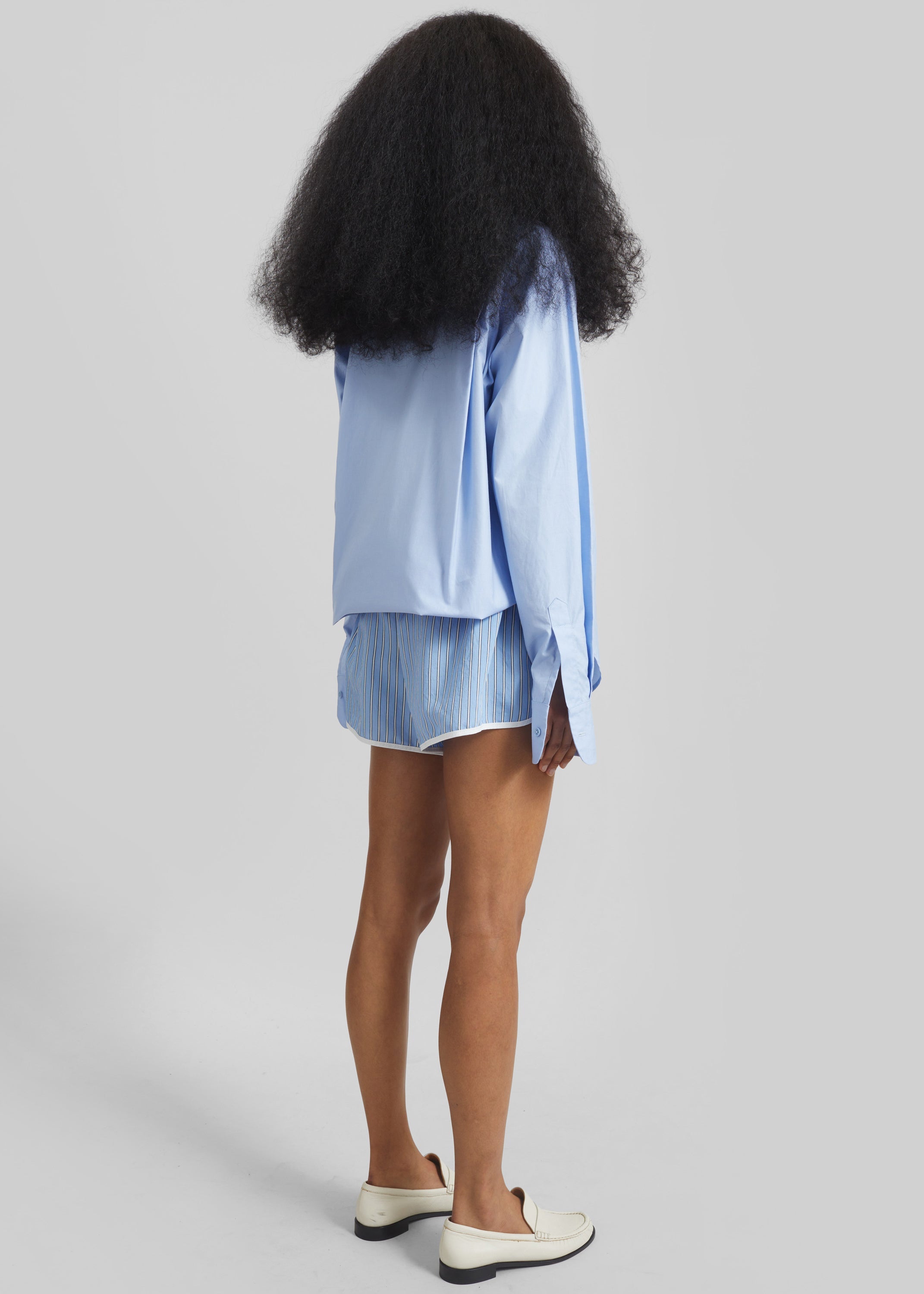 Deya Fluid Mini Boxer Shorts - Blue/White Stripe