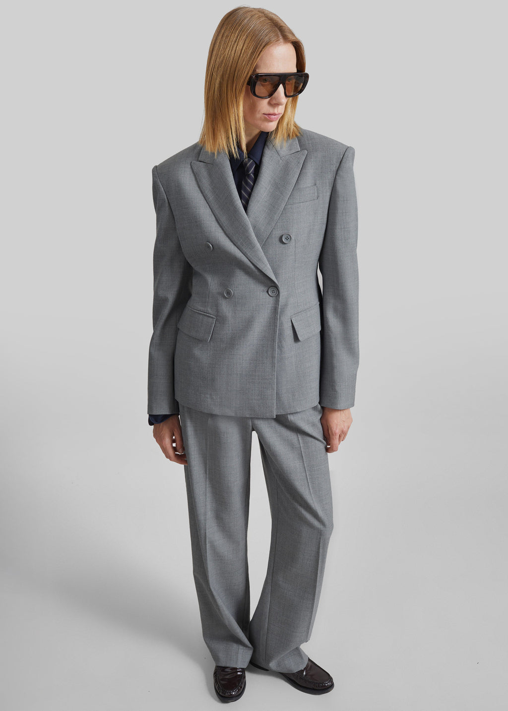 Doyer Pleated Trousers - Light Grey