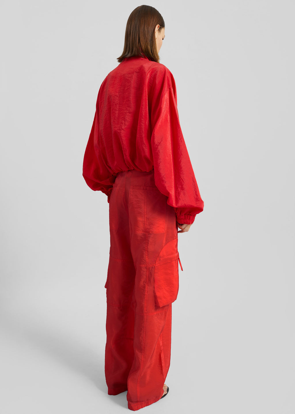 Drea Sheer Bomber Jacket - Red