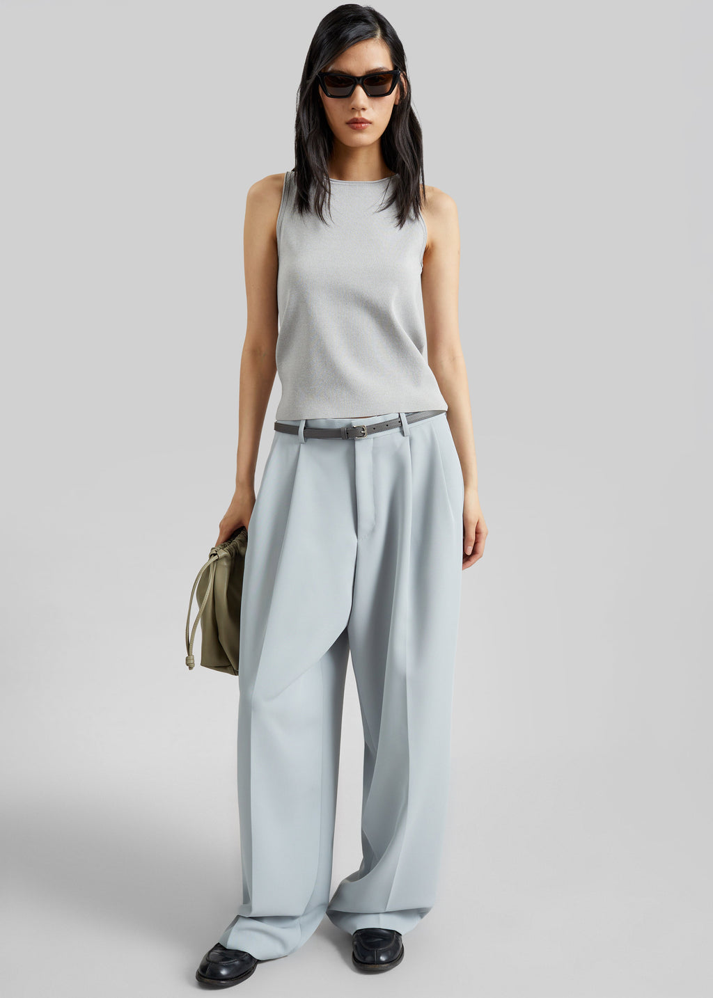 Duved Pleated Trousers - Slate Grey