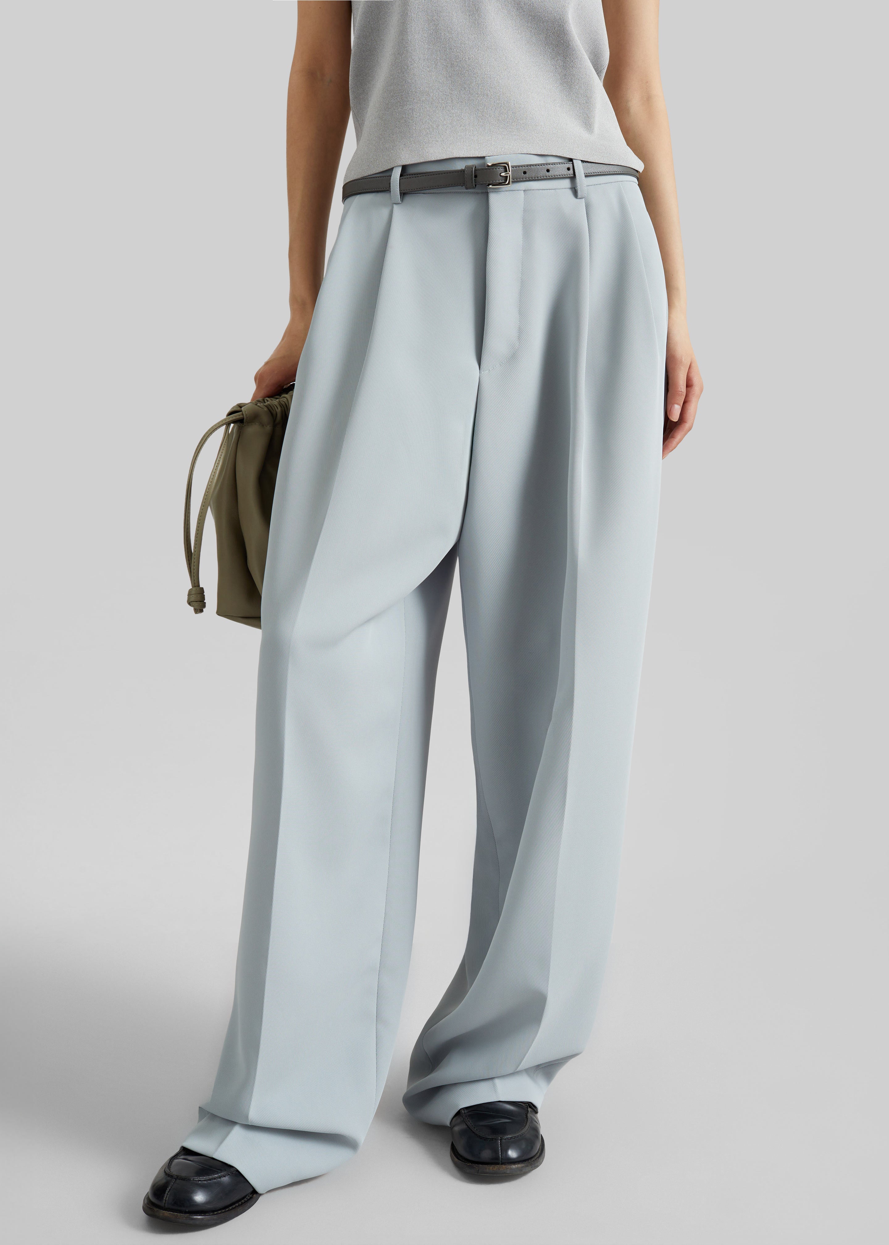Duved Pleated Trousers - Slate Grey