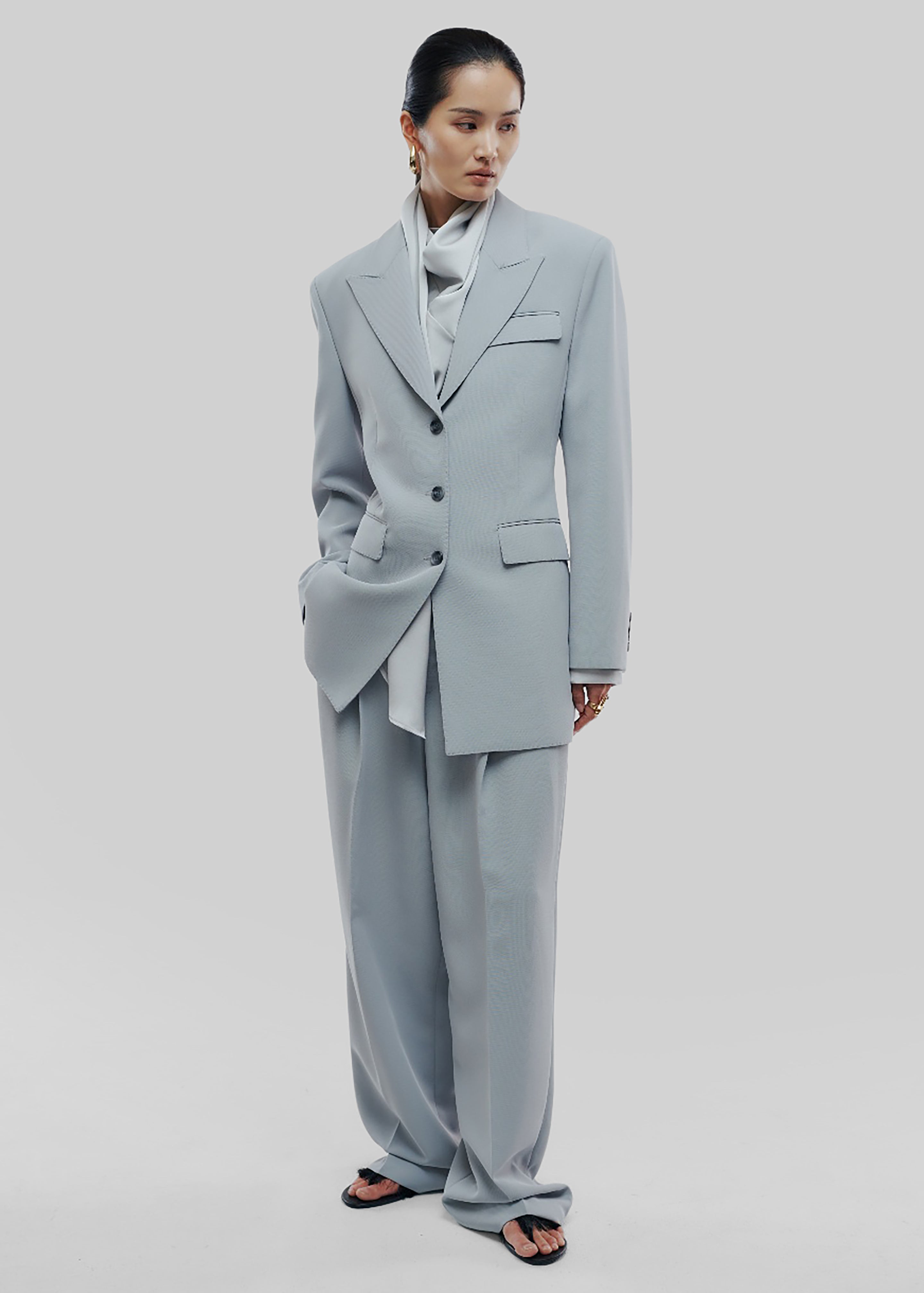 Duved Pleated Trousers - Slate Grey