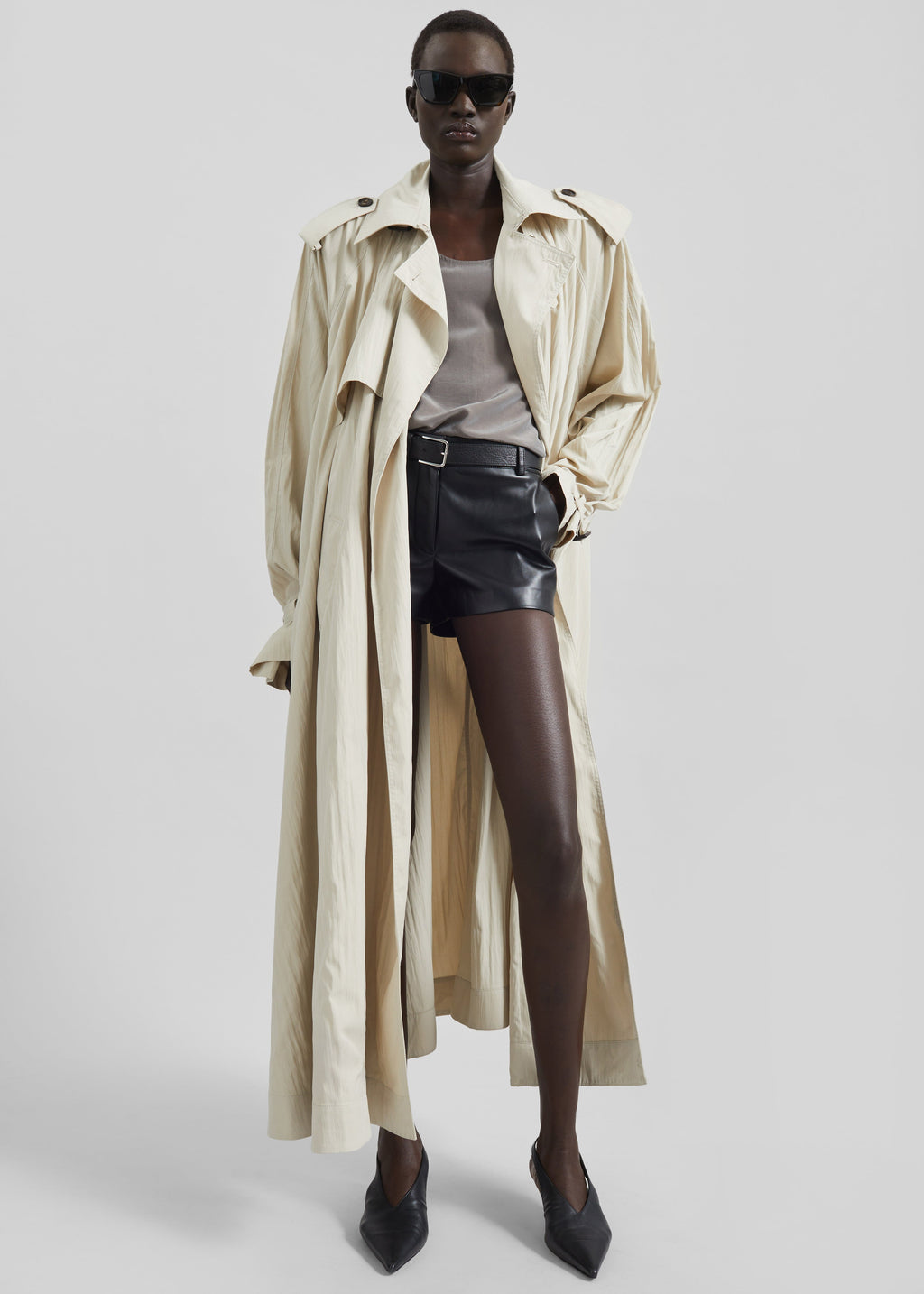 Elsdon Fluid Long Trench - Light Beige