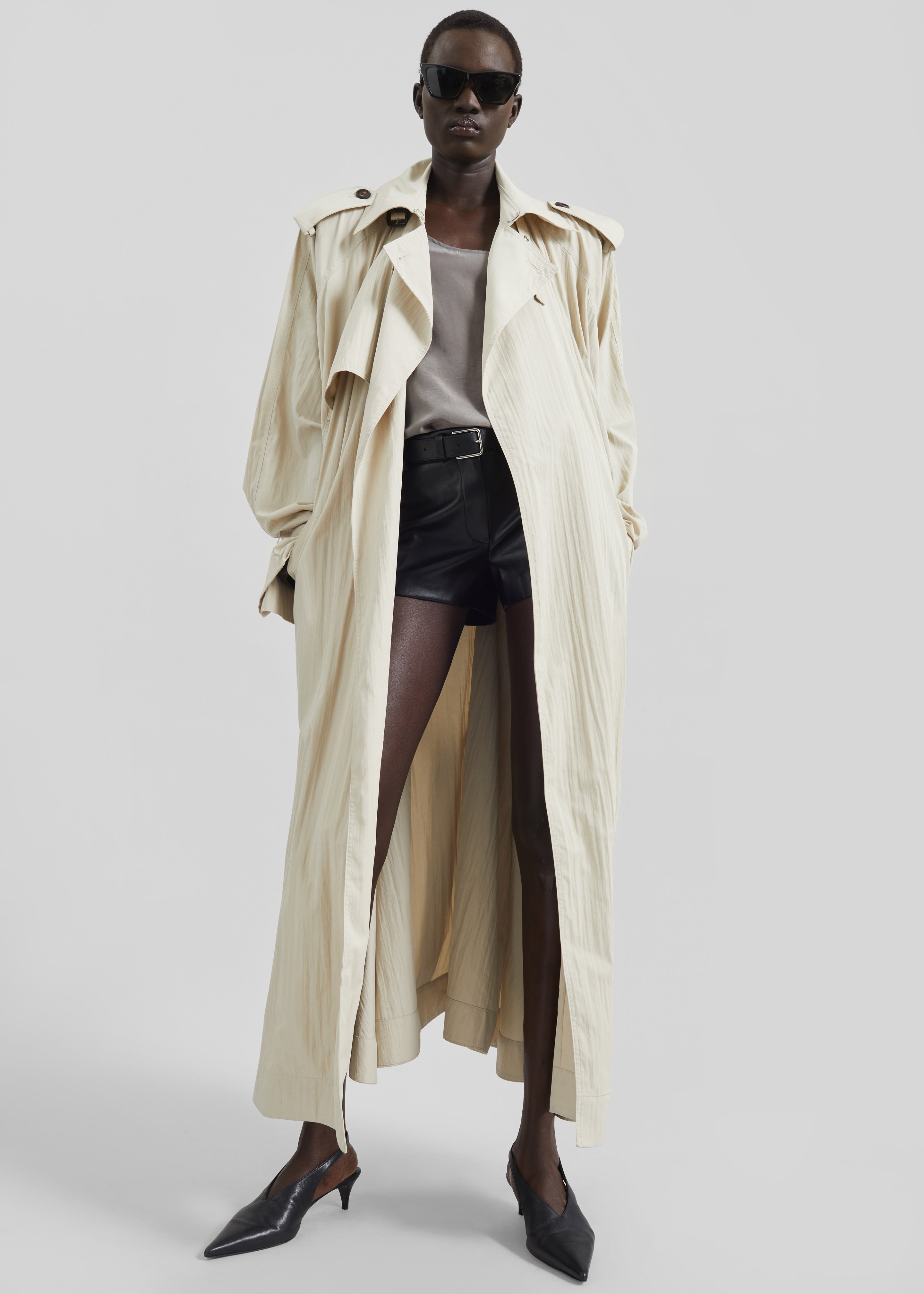 Elsdon Fluid Long Trench - Light Beige