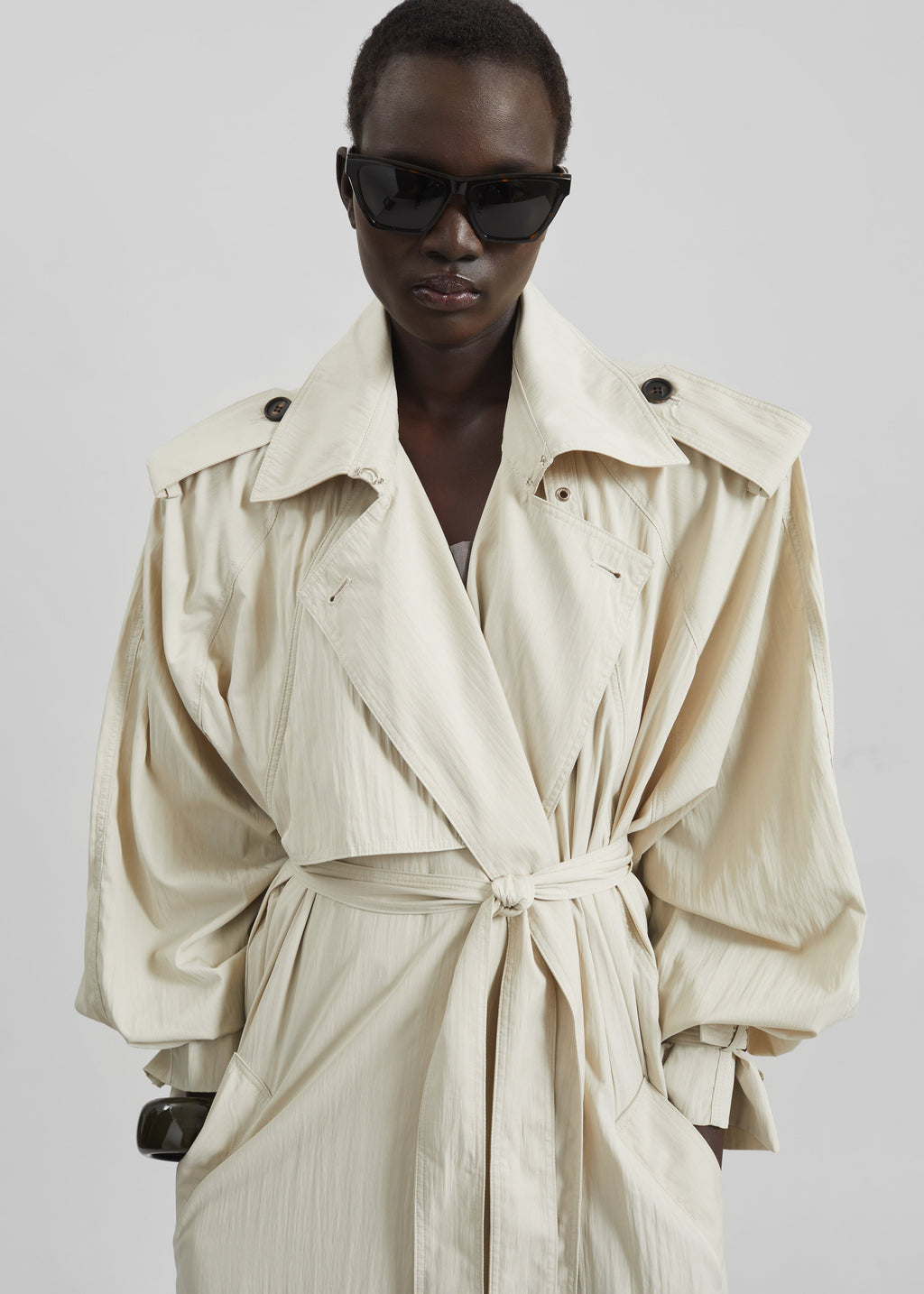 Elsdon Fluid Long Trench - Light Beige
