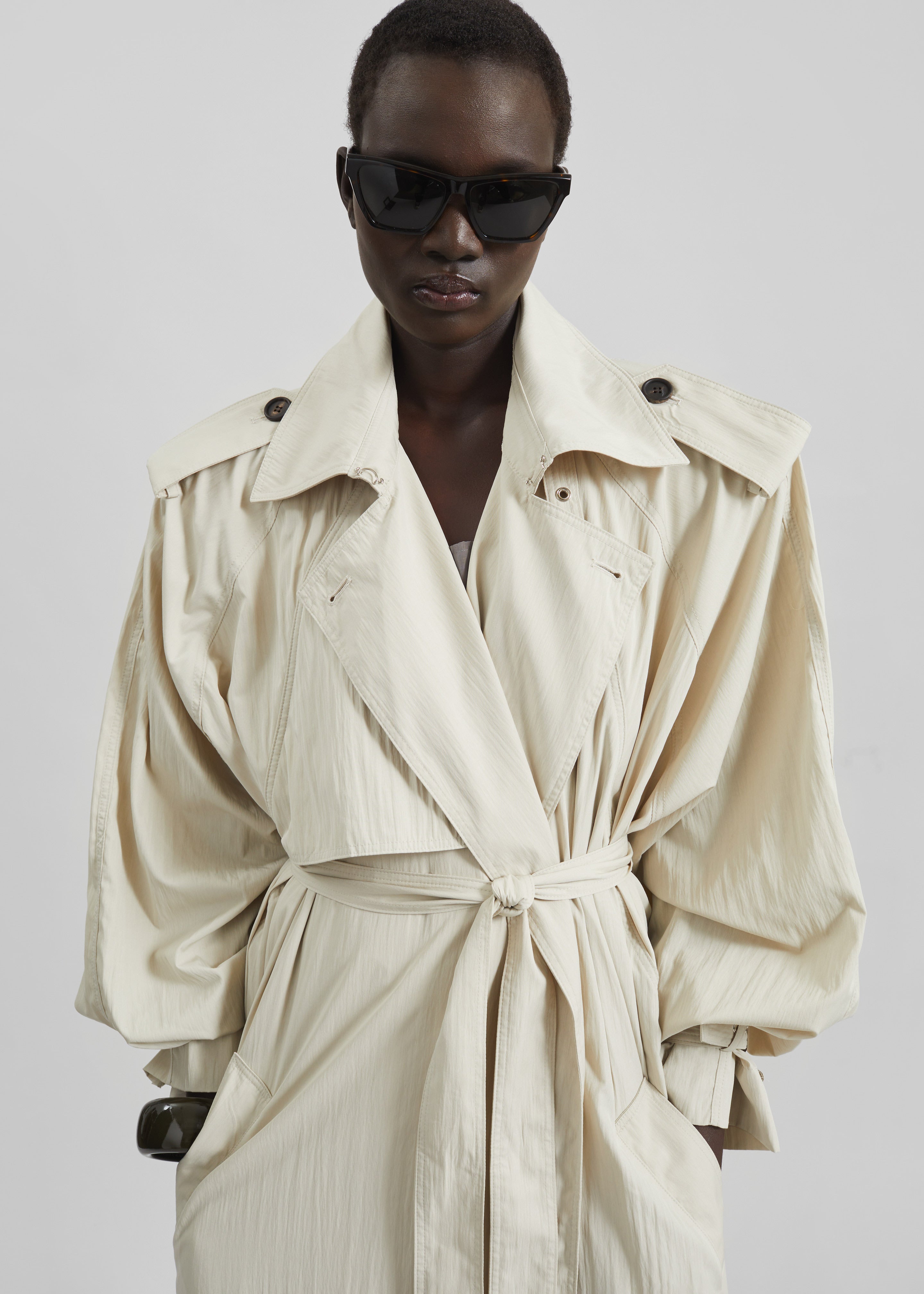 Elsdon Fluid Long Trench - Light Beige