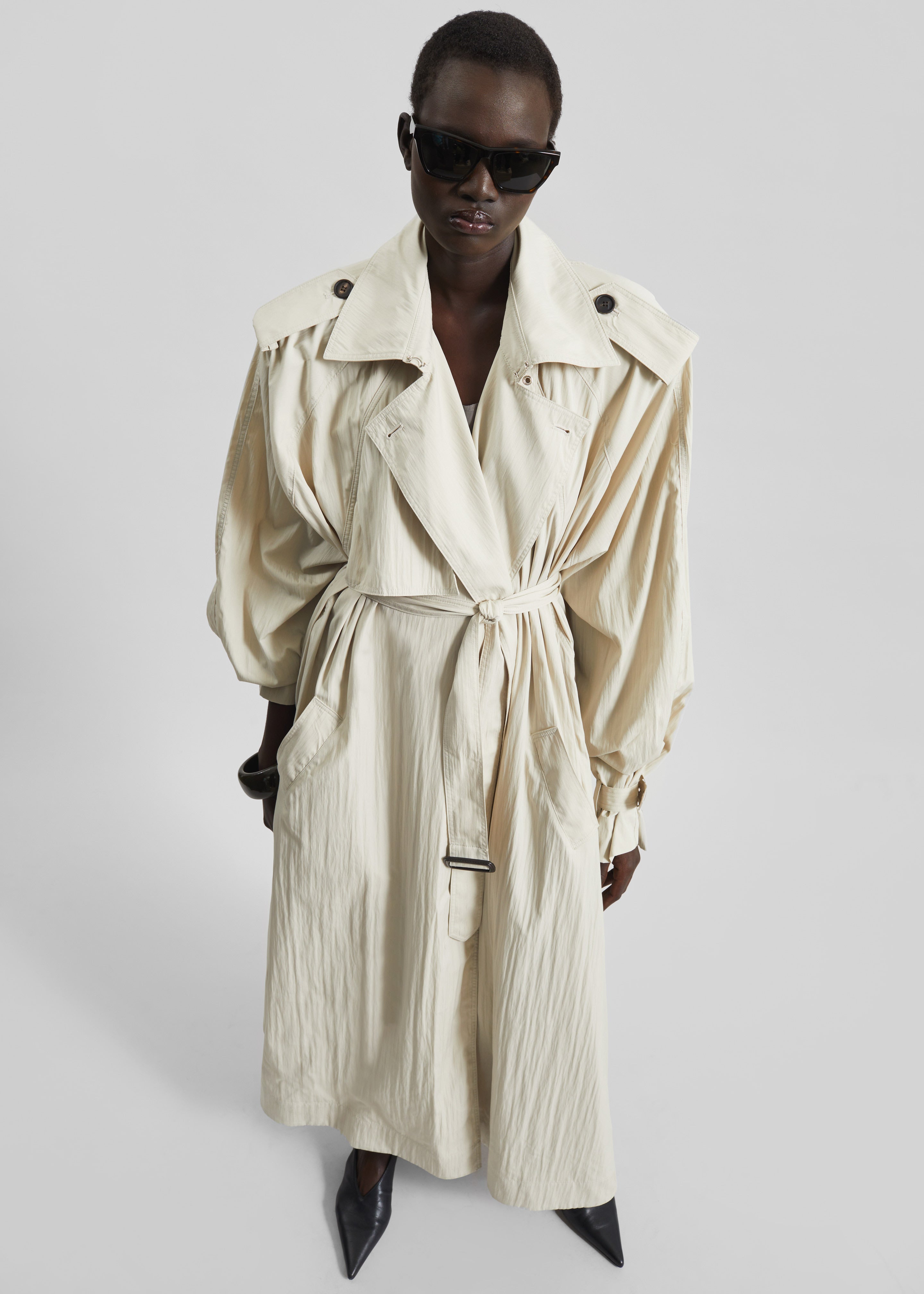 Elsdon Fluid Long Trench - Light Beige