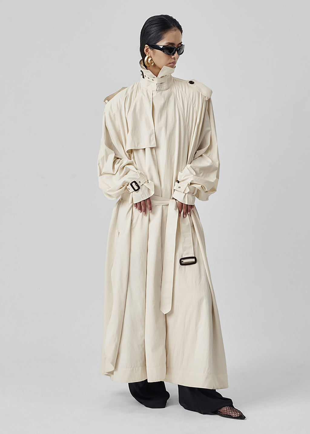 Elsdon Fluid Long Trench - Light Beige