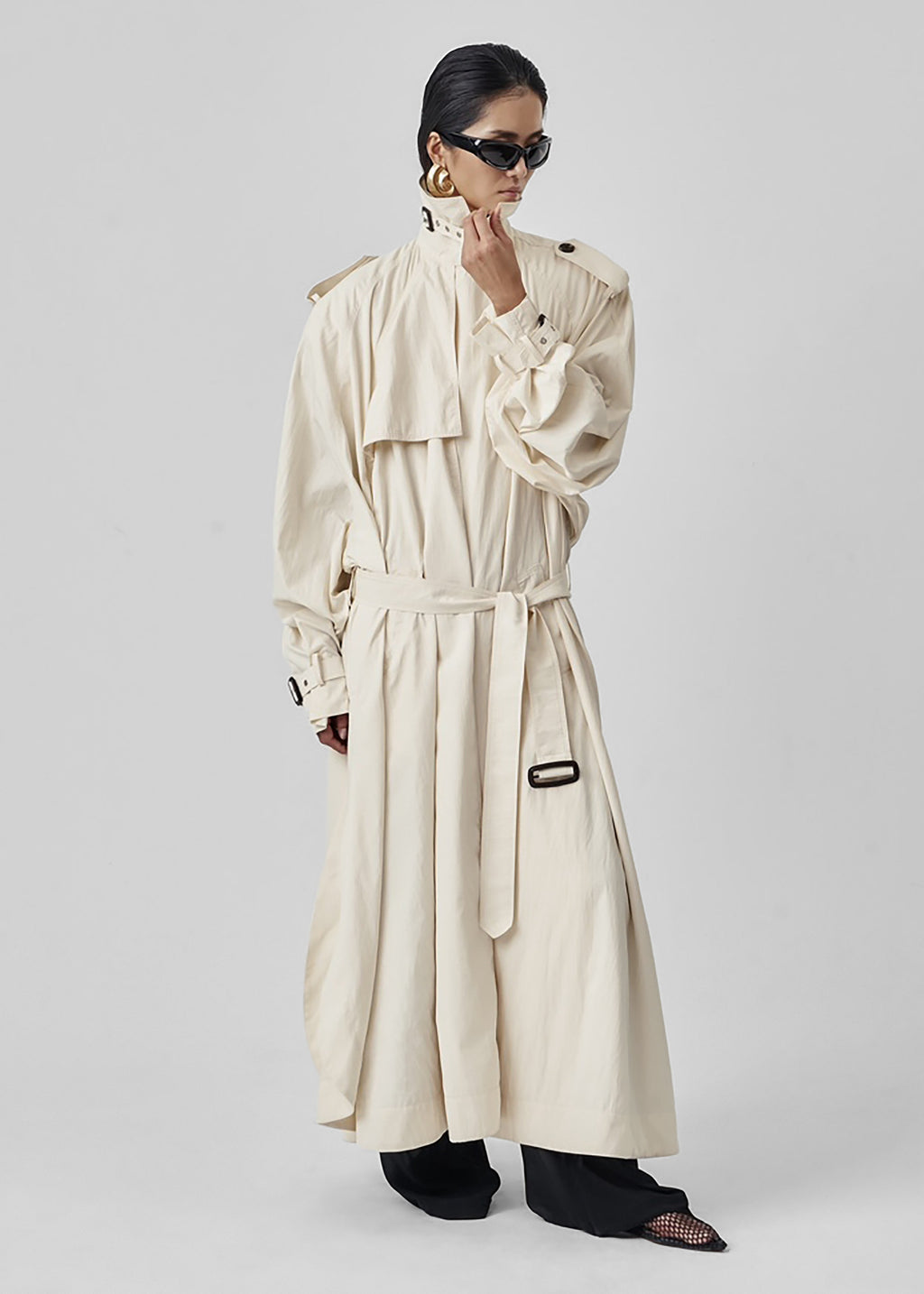 Elsdon Fluid Long Trench - Light Beige