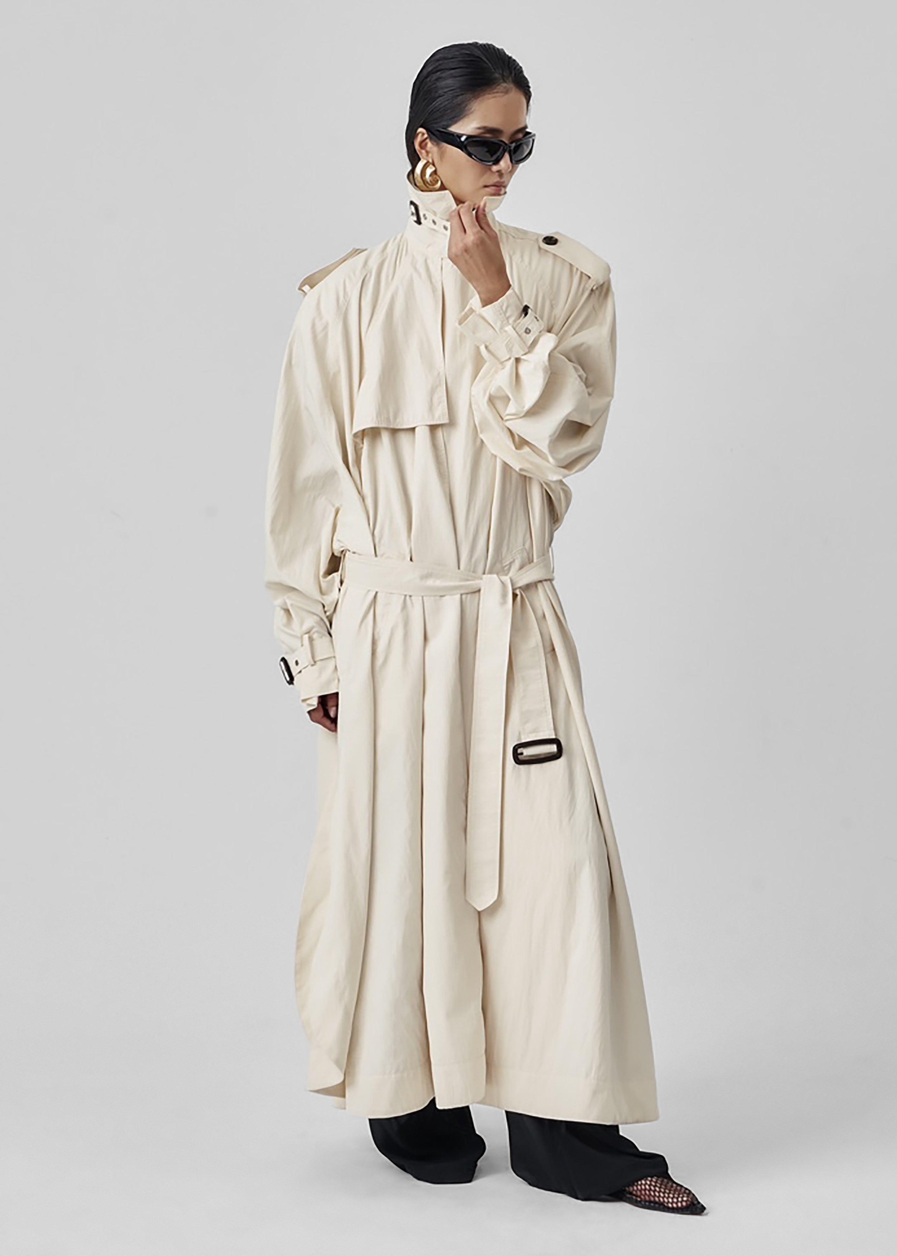 Elsdon Fluid Long Trench - Light Beige