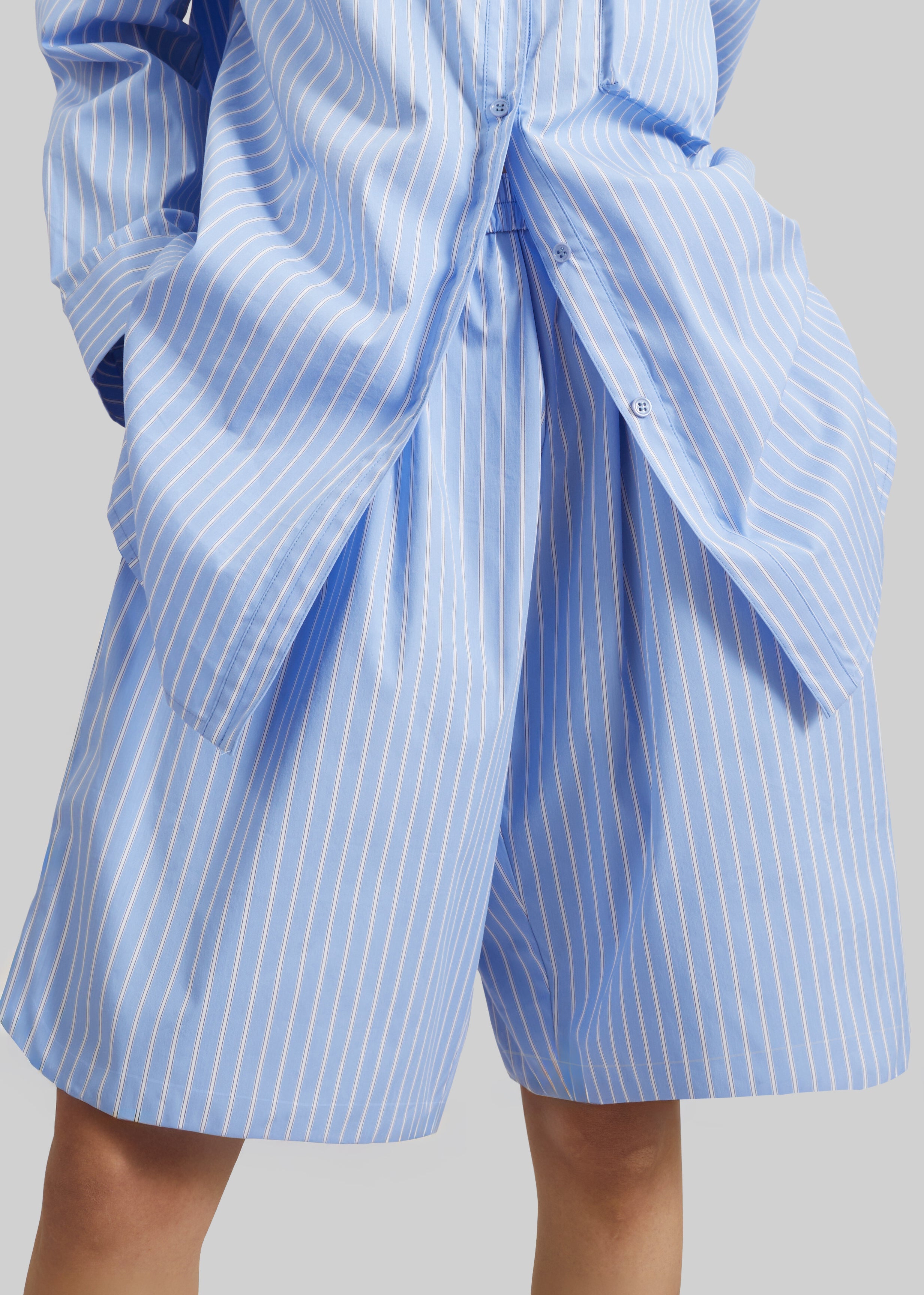 Elyn Cotton Bermuda Shorts - Blue/White Stripe