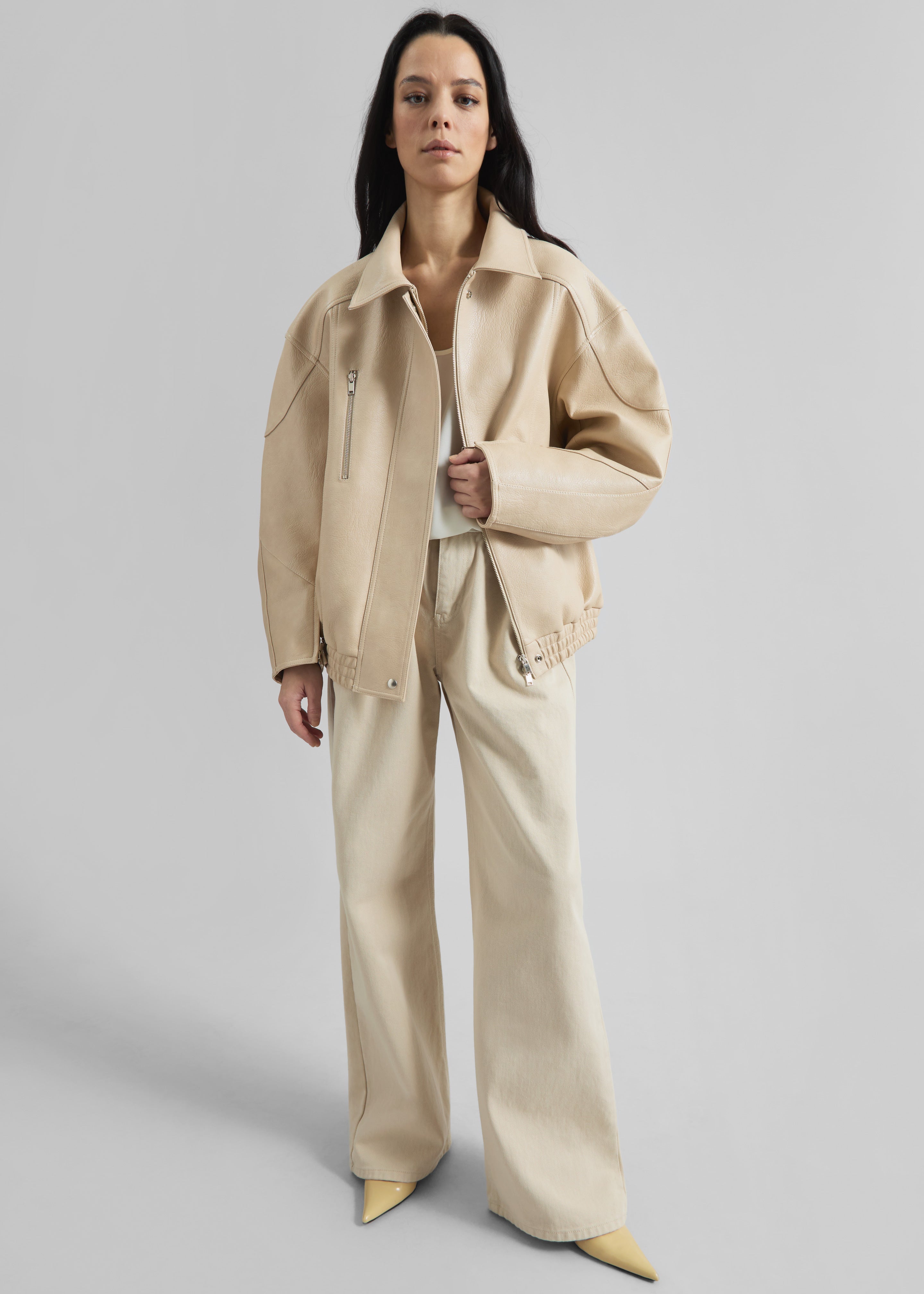 Enora Faux Leather Jacket - Cream