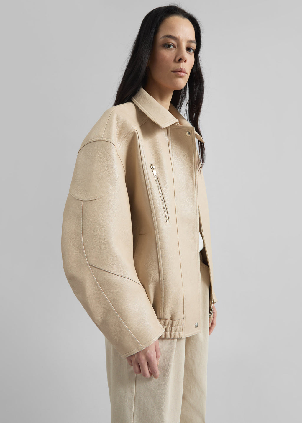 Enora Faux Leather Jacket - Cream