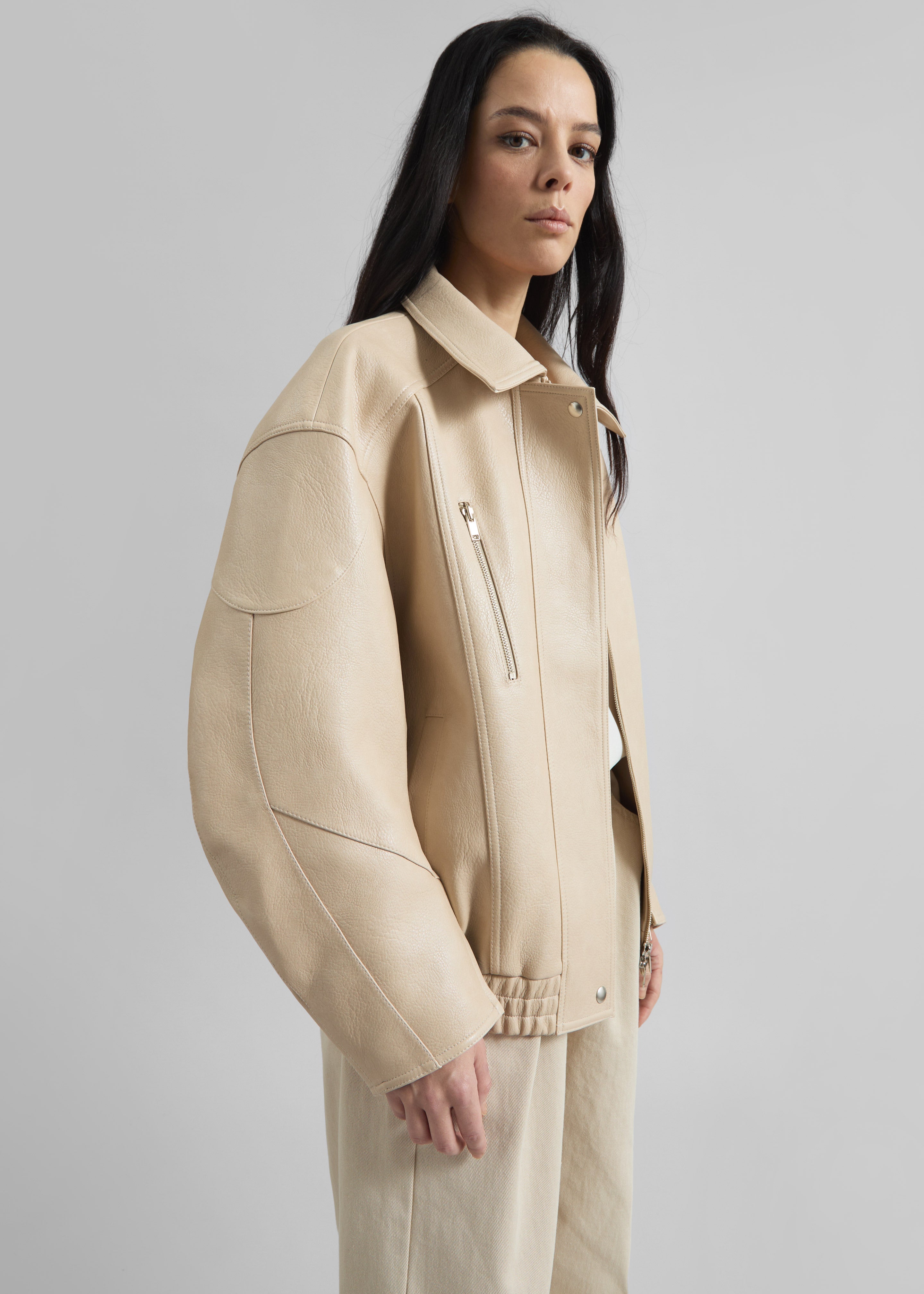 Enora Faux Leather Jacket - Cream