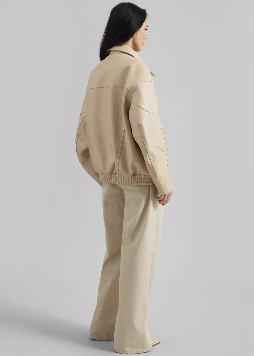 Enora Faux Leather Jacket - Cream