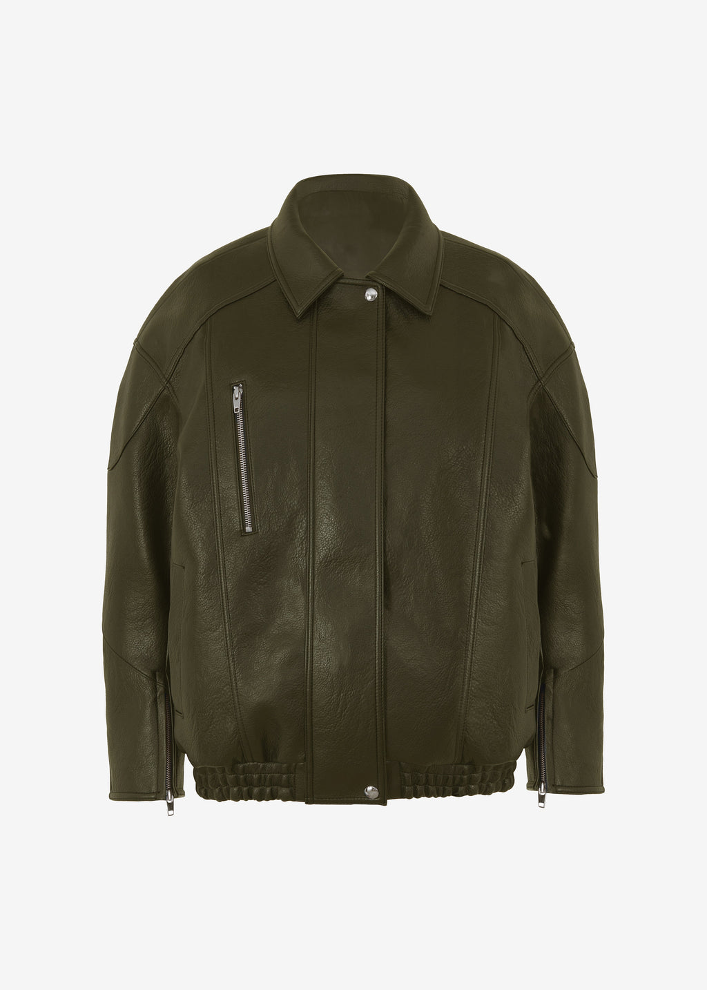 Enora Faux Leather Jacket - Olive