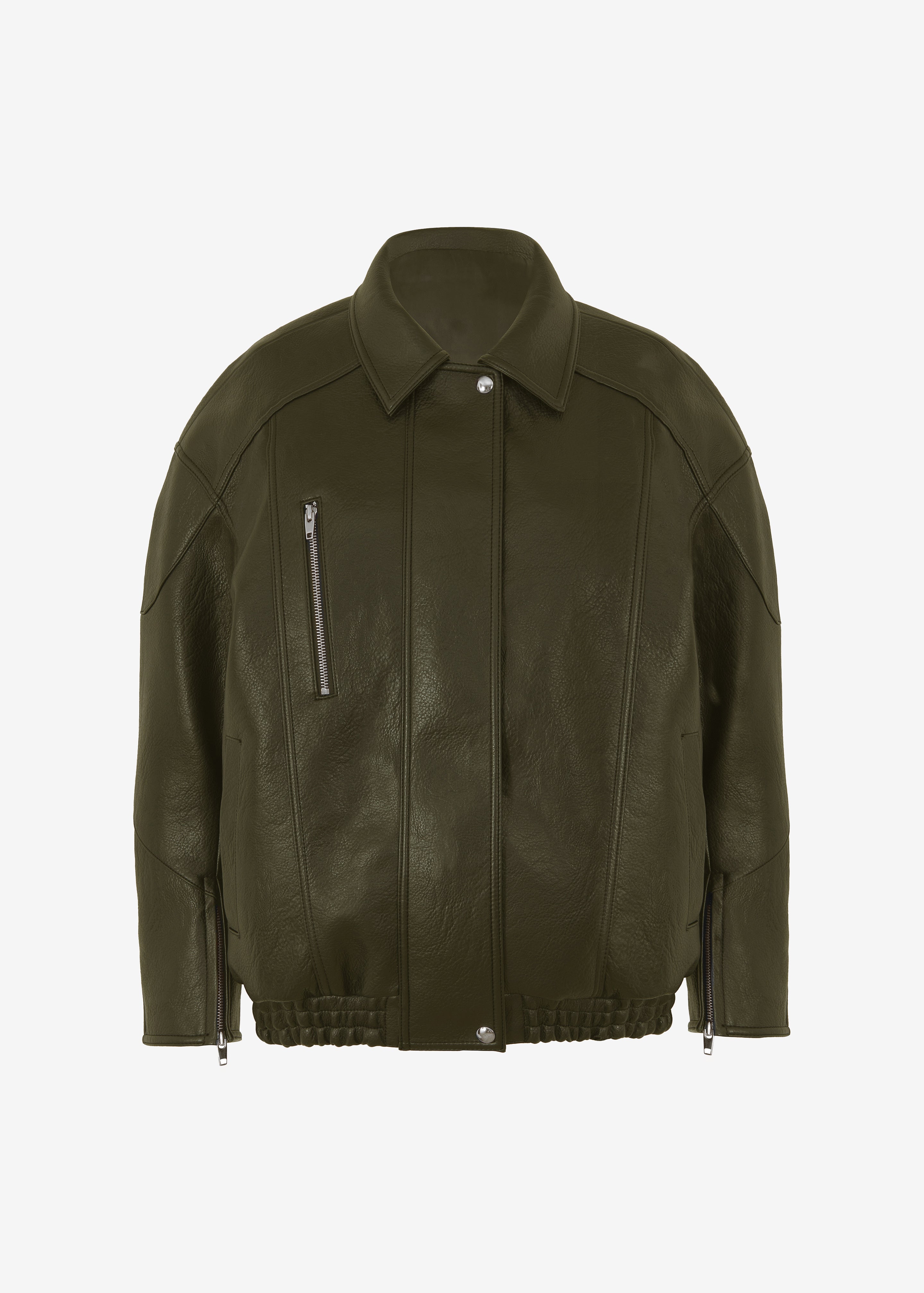 Enora Faux Leather Jacket - Olive
