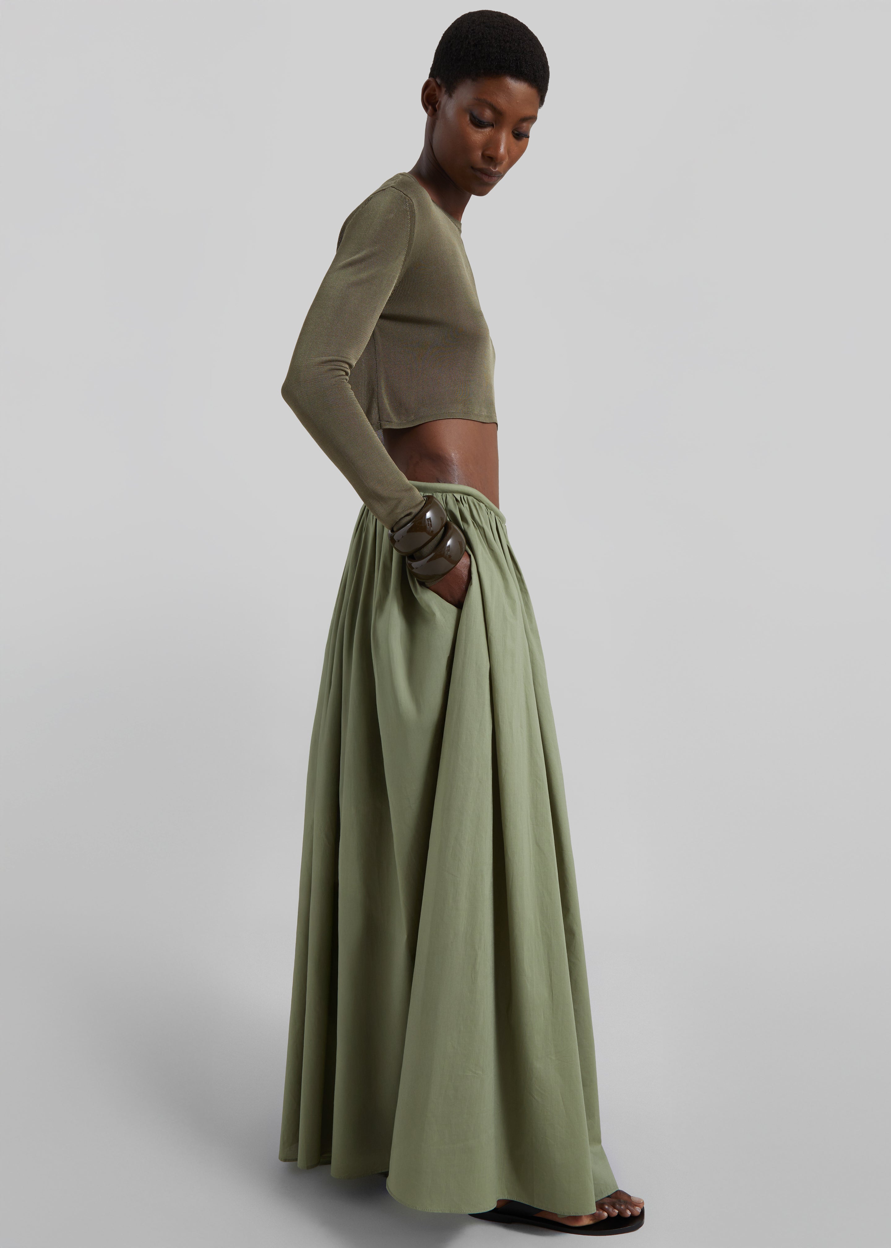 Gaeta Wide Corded Waistband Culottes - Sage