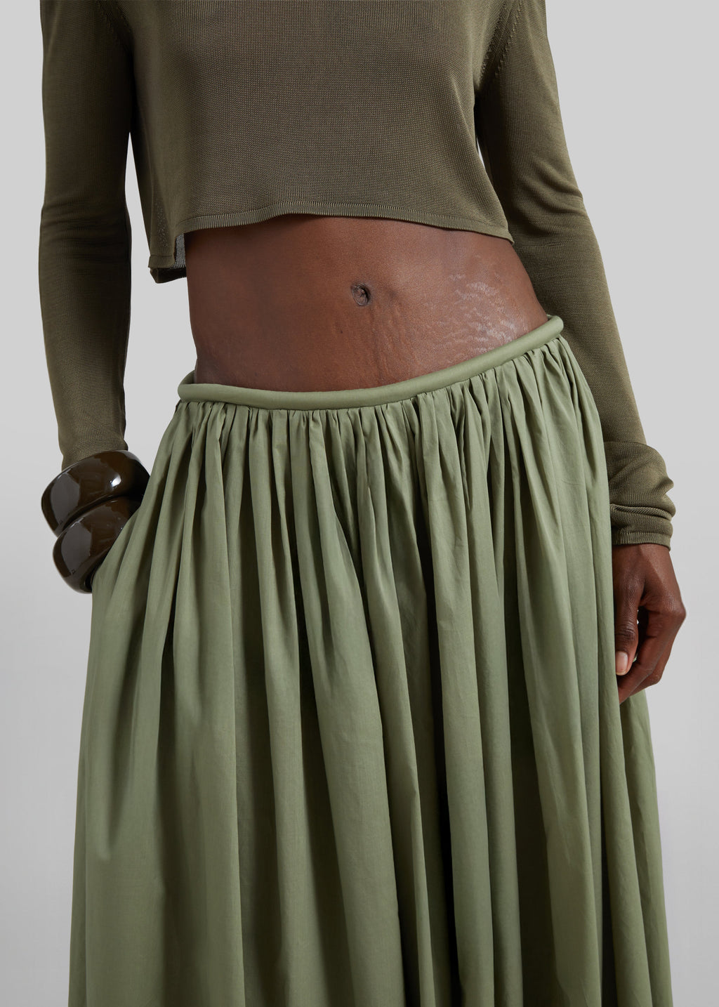 Gaeta Wide Corded Waistband Culottes - Sage