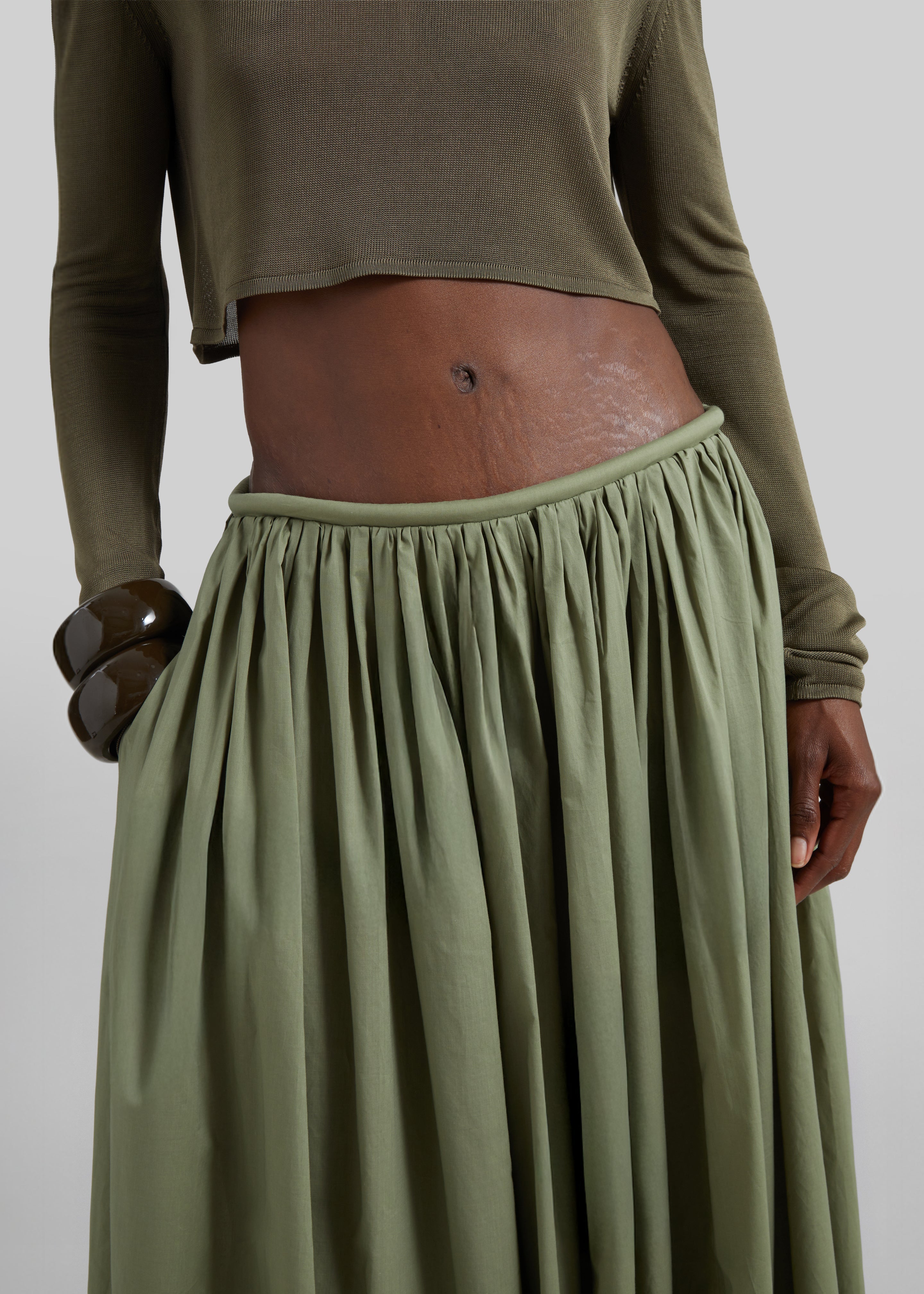 Gaeta Wide Corded Waistband Culottes - Sage