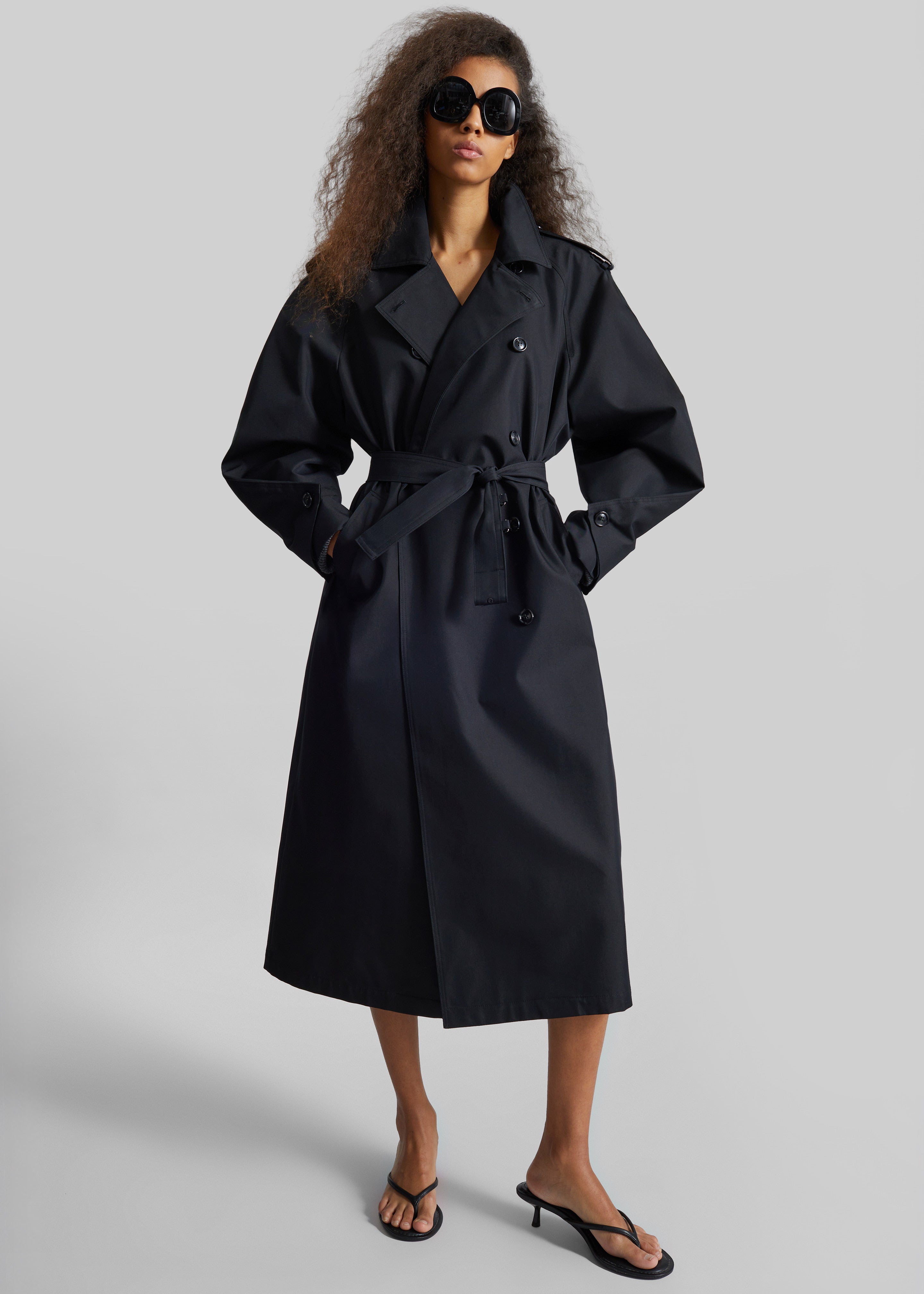 Genoa Padded Trench Coat - Black