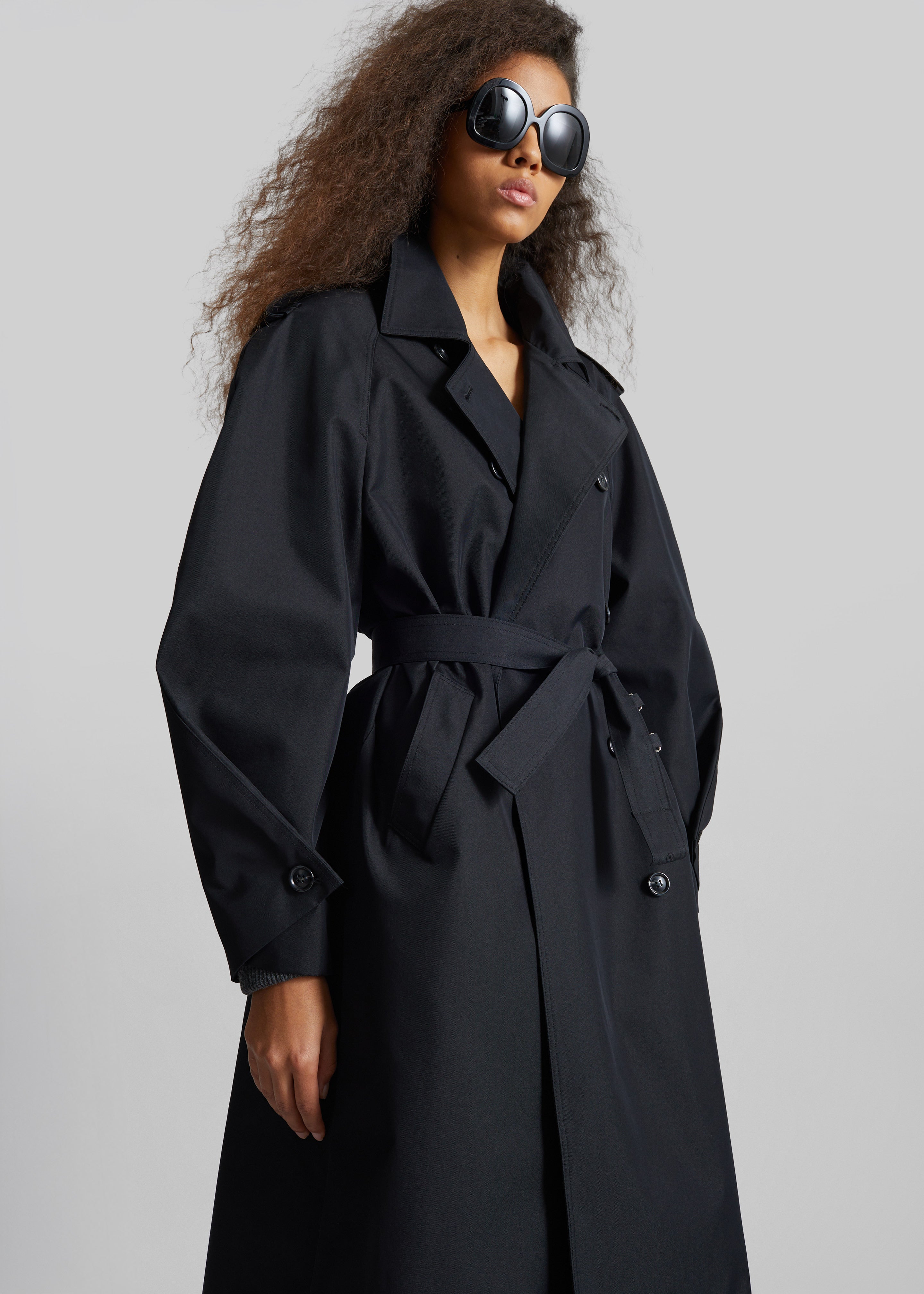 Genoa Padded Trench Coat - Black