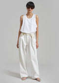 Hayla Contrast Denim Pants - Off White/Beige