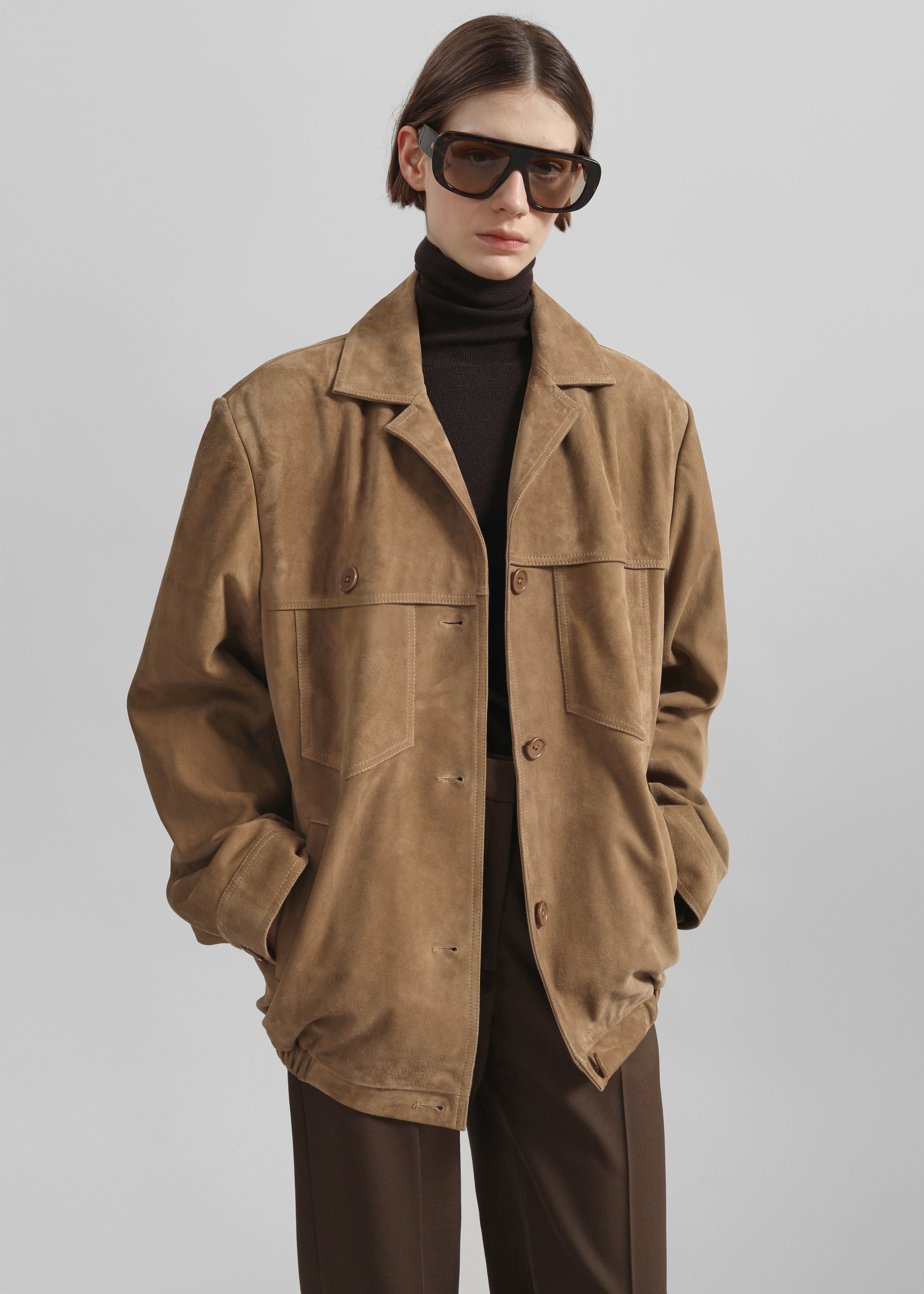 Hester Faux Suede Jacket - Camel