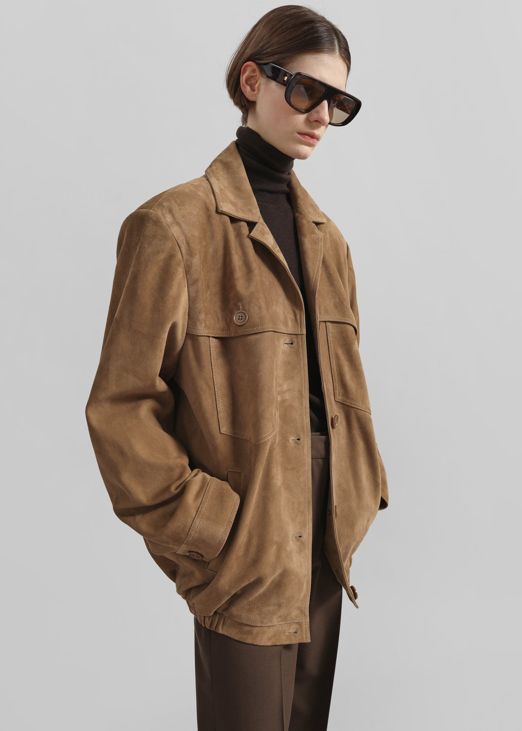 Hester Faux Suede Jacket - Camel